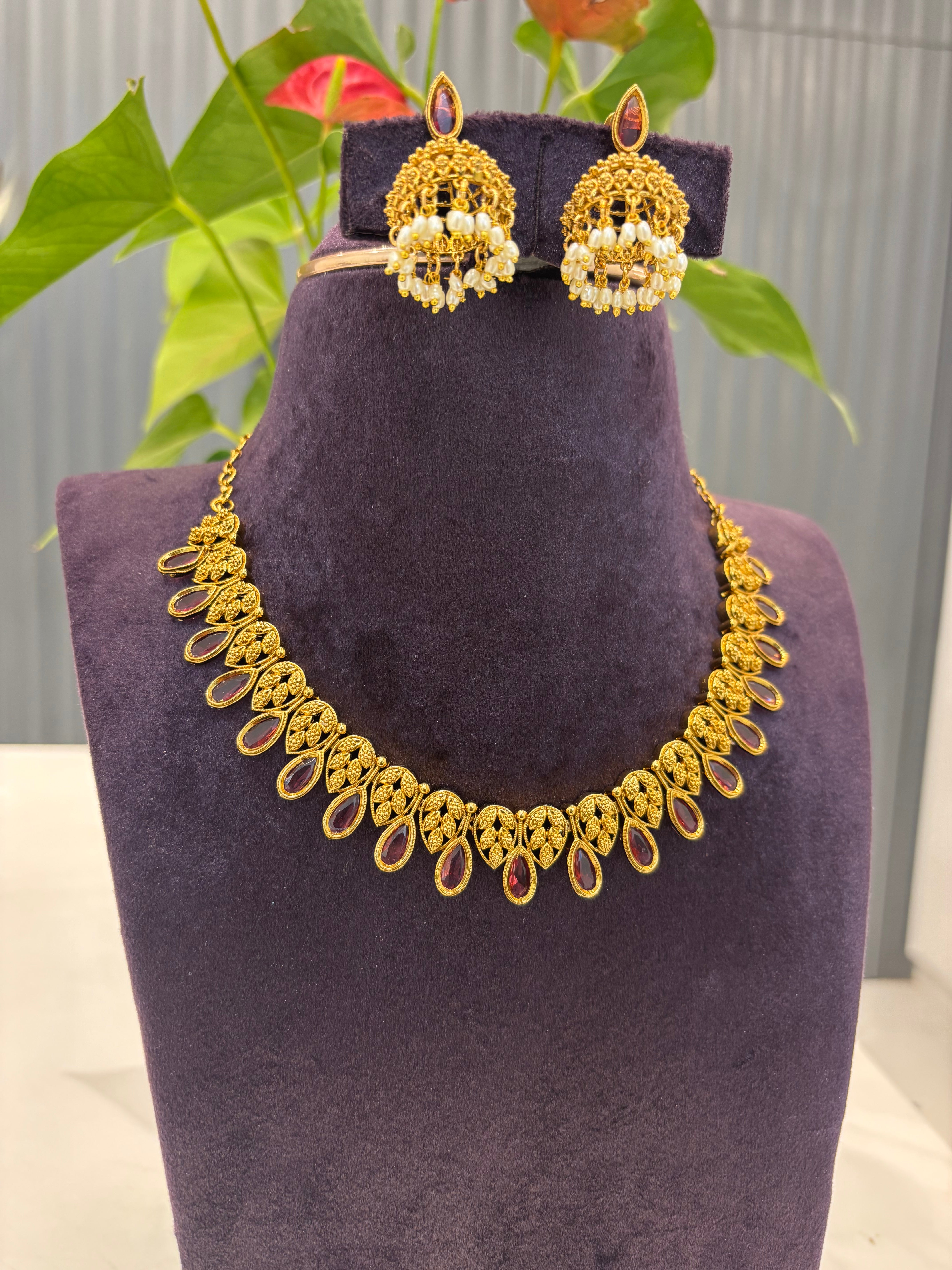 Beautiful Nakshi Ruby stone necklace