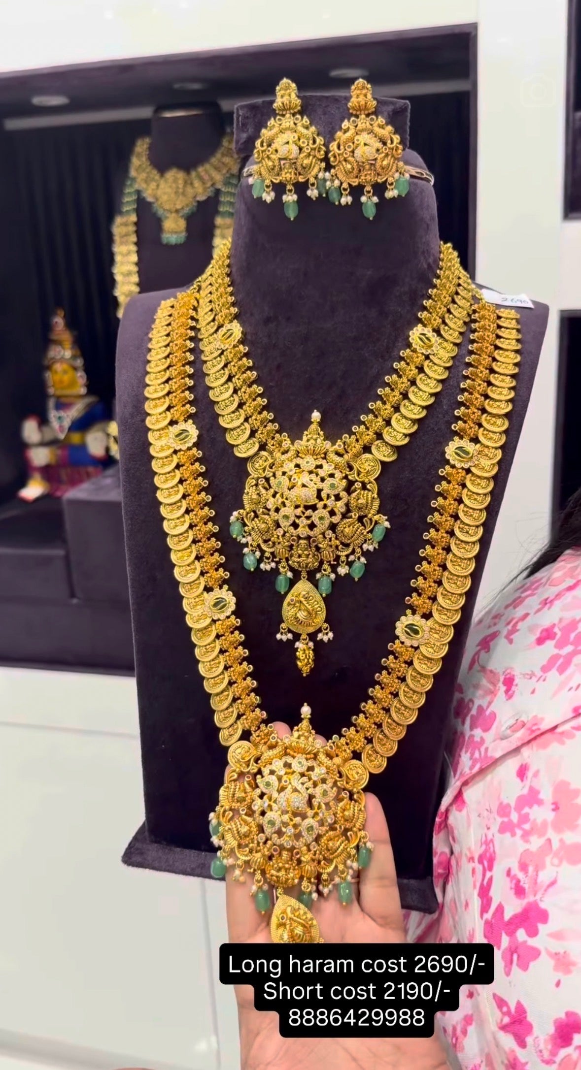 Beautiful combo set with long hara m and short necklace 1 set of earrings with screwback