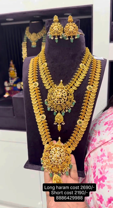 Beautiful combo set with long hara m and short necklace 1 set of earrings with screwback