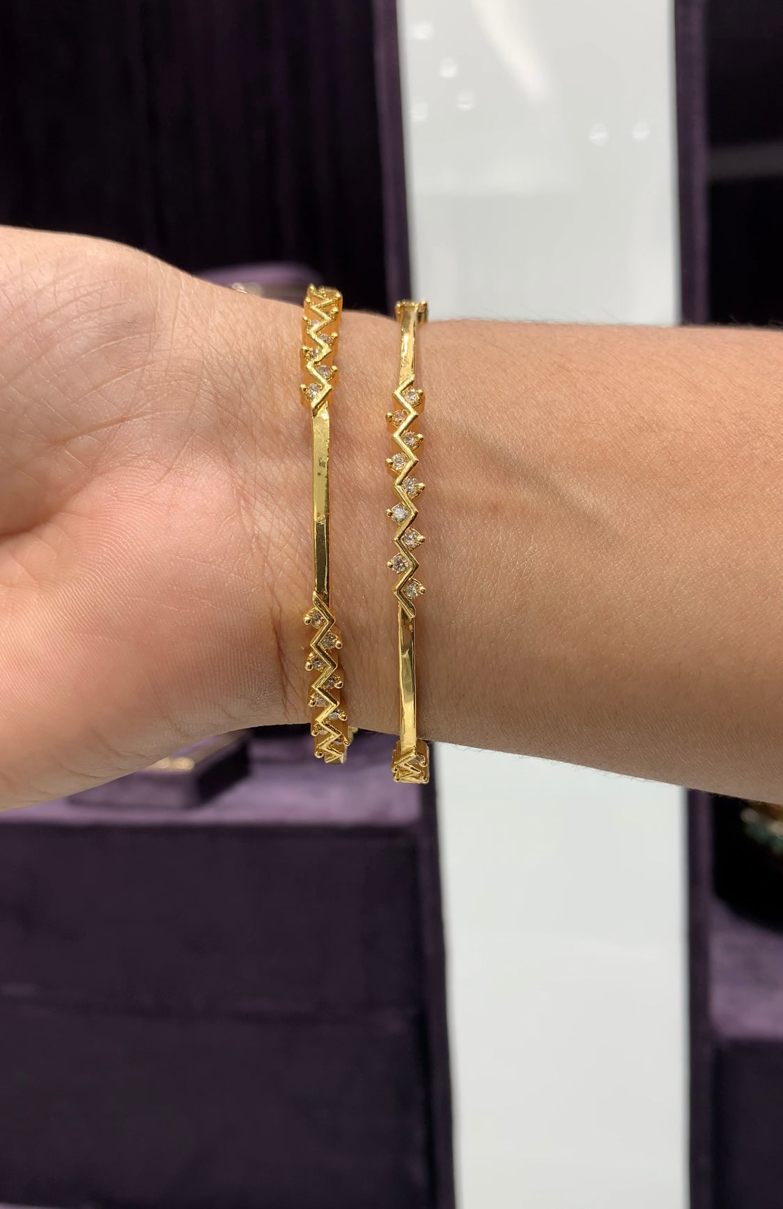Beautiful cz white stone bangles