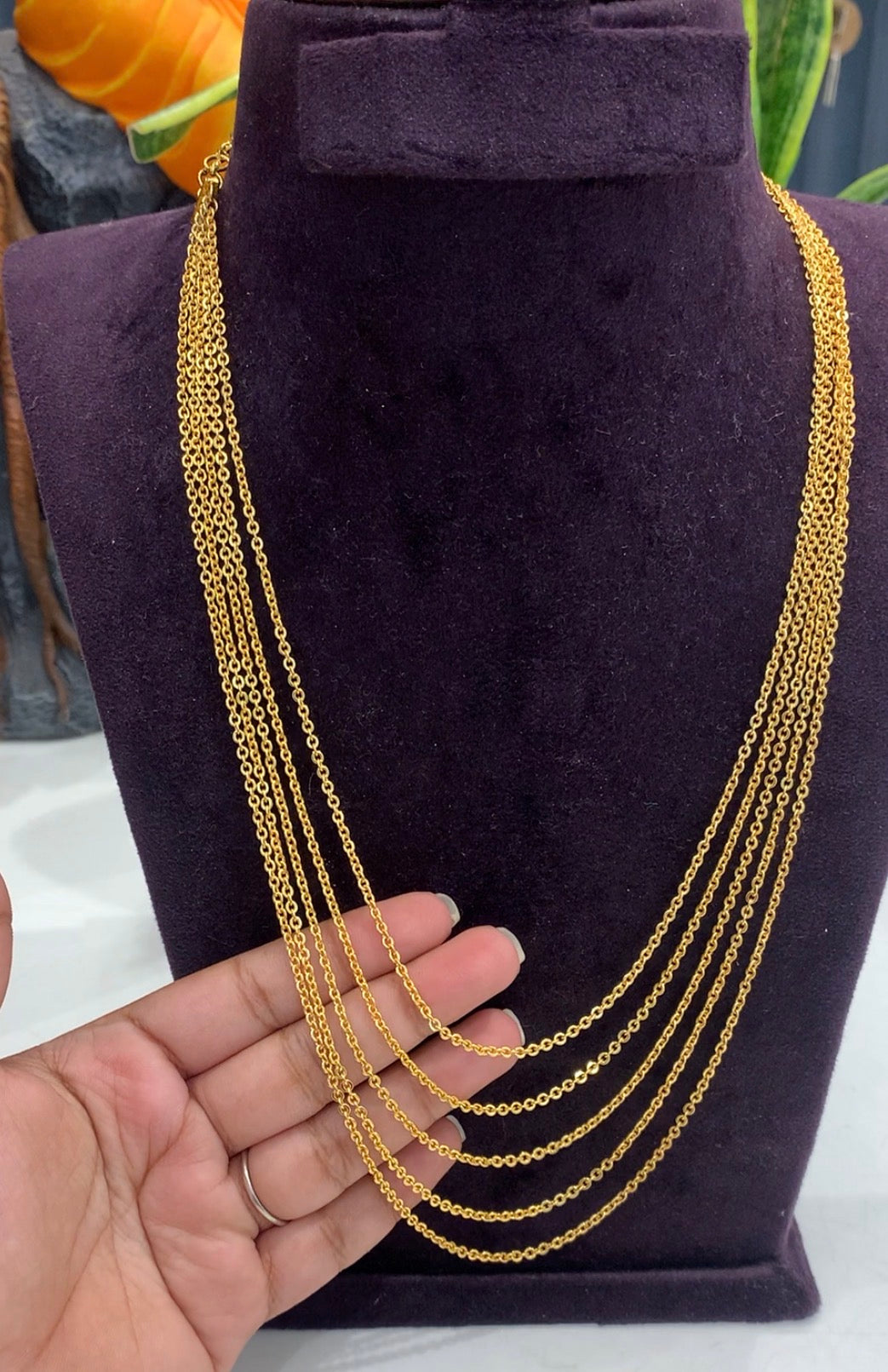 Beautiful Customised 5 line Chandraharam Chain With Side Locket 24-26 inches