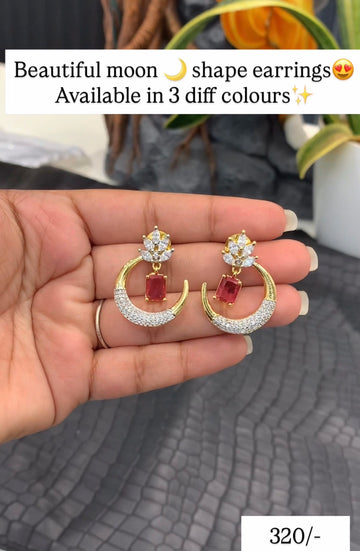 Beautiful red stone moon shape  Earrings