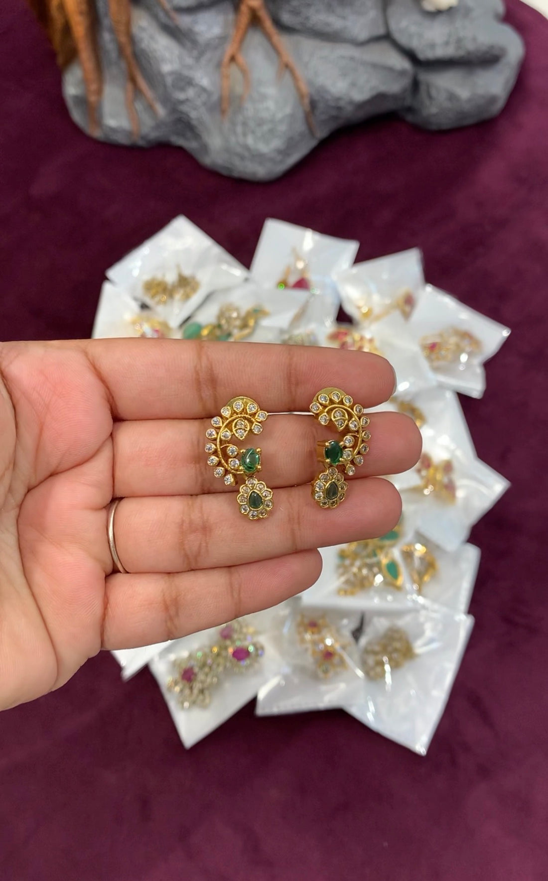 Beautiful green stone earrings