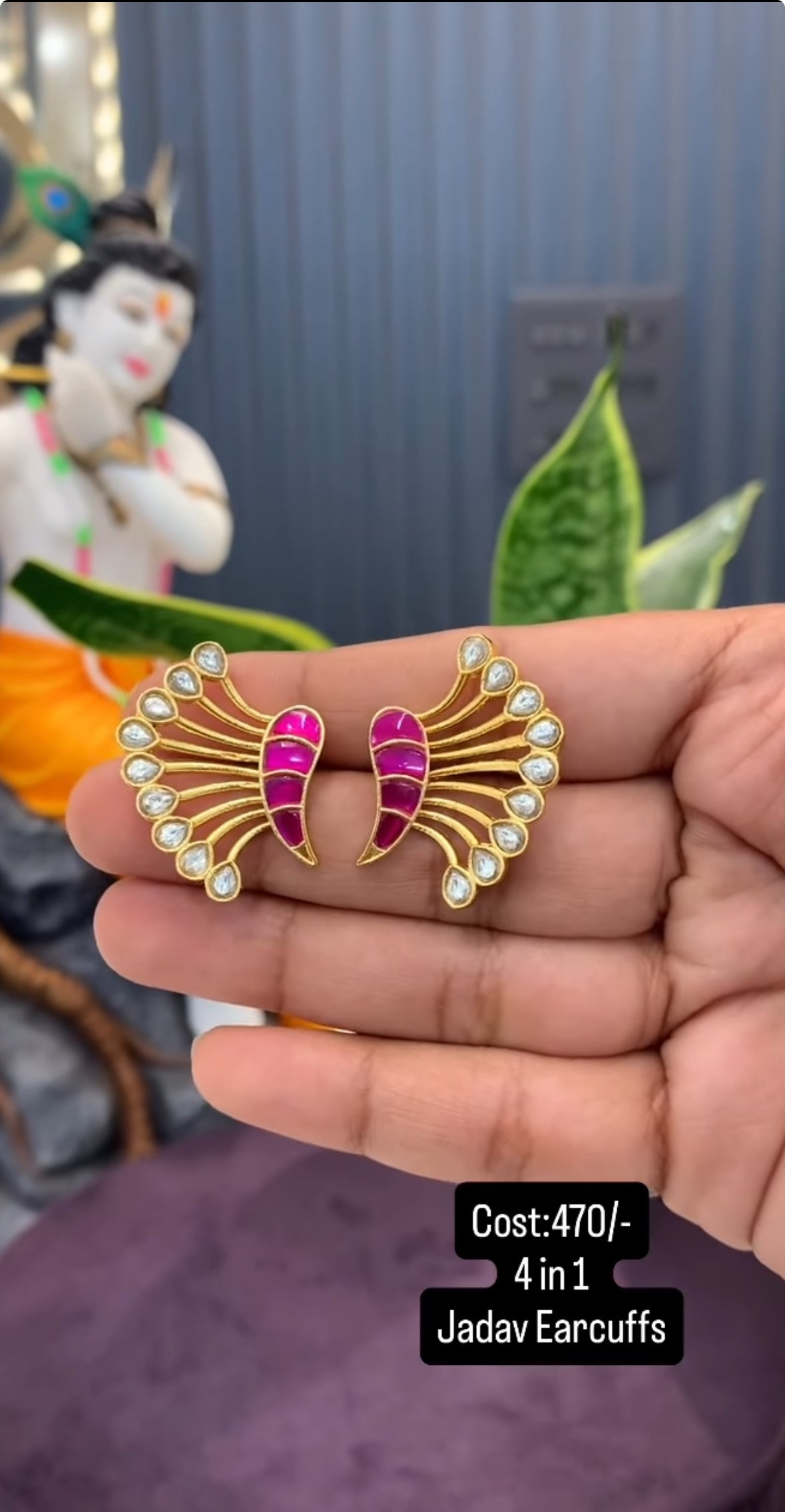 Beautiful 4 in 1 jadav Earcuffs