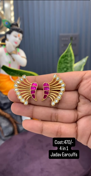 Beautiful 4 in 1 jadav Earcuffs