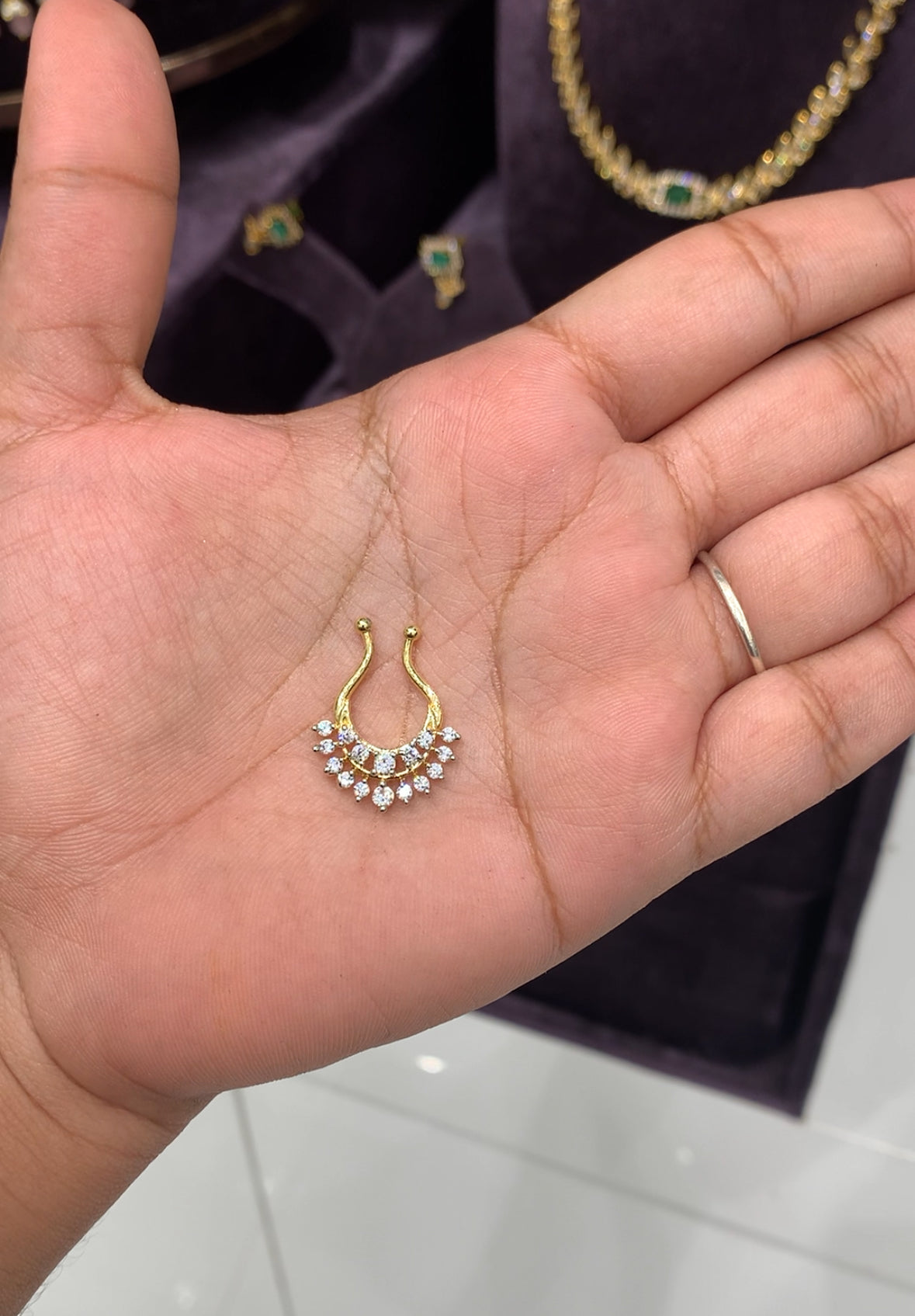 Trendy spectrum nose pin diamond replica