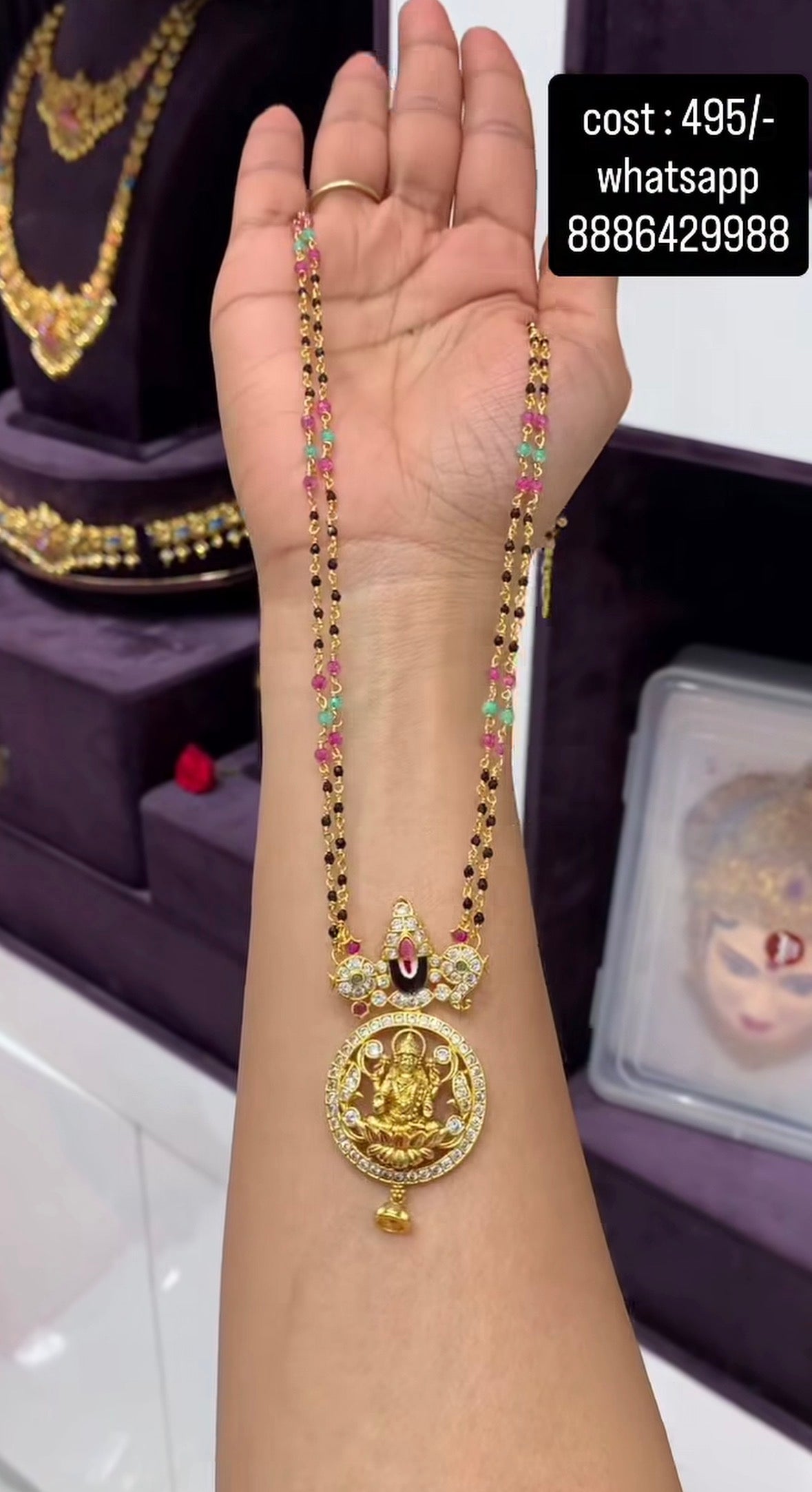 Beautiful customised balaji blackbeads 2 line 18inchs