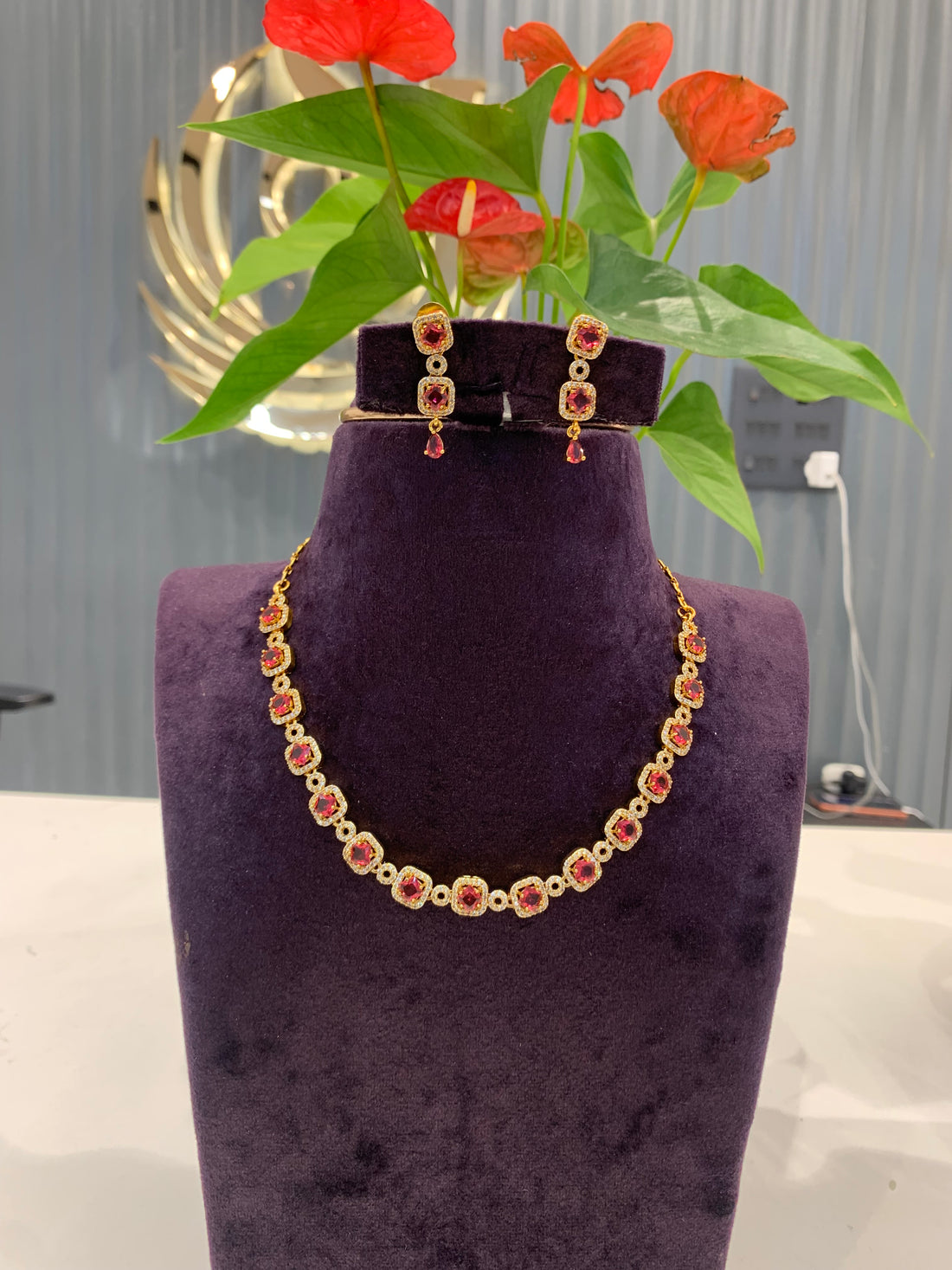 Beautiful simple red stone necklace