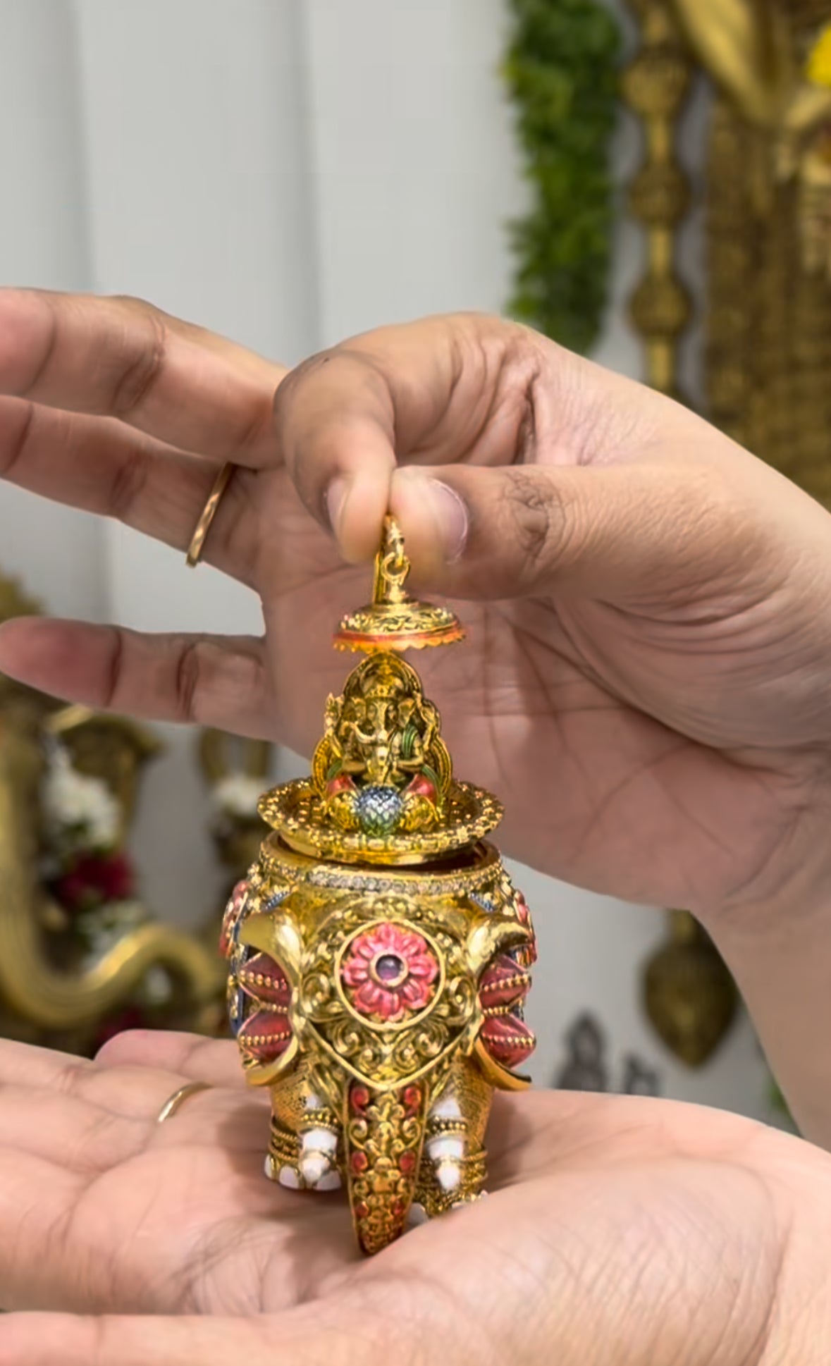 Beautiful Ganesha kumkum barini with meenakari work