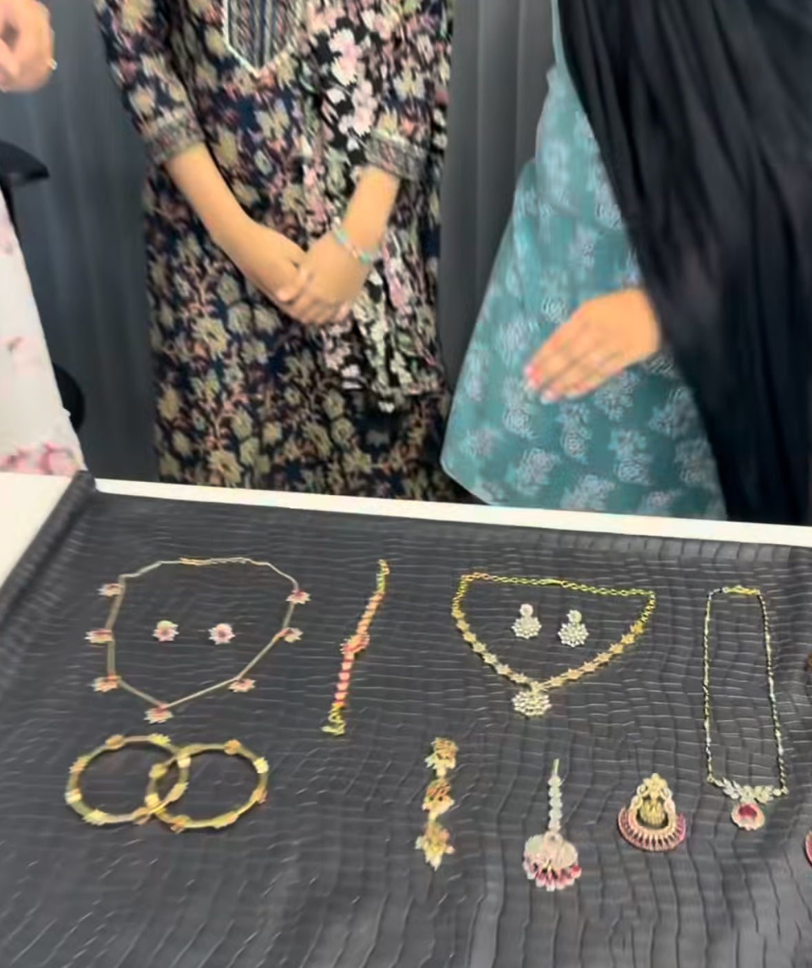 Beautiful pink combo set (offer price mentioned)(simple set +bracelet+tikka+earrings +kada+hairpins+bangles+black beads+simple neckset )