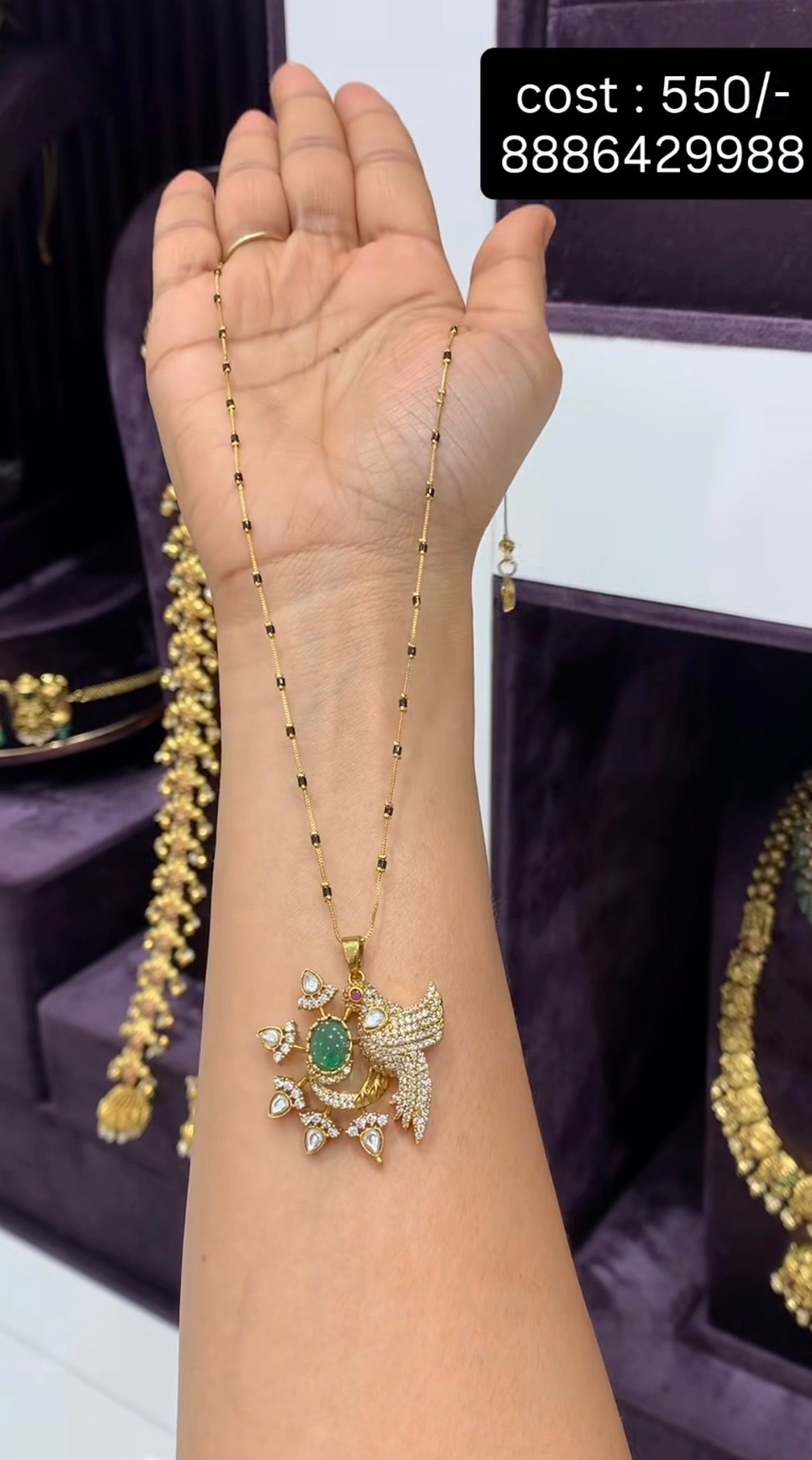 Beautiful customised pendant with metalic blackbeads