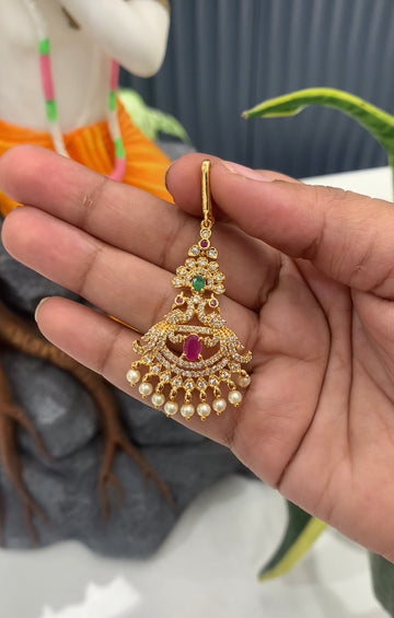 Beautiful Cz stone Gold polish tikka