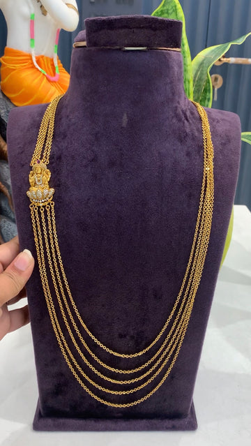 Beautiful Customised 5 Line Chandraharam Chain With Side Locket 24-26 inches