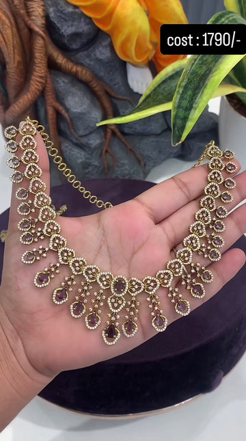 Beautiful purple stone party wear necklace