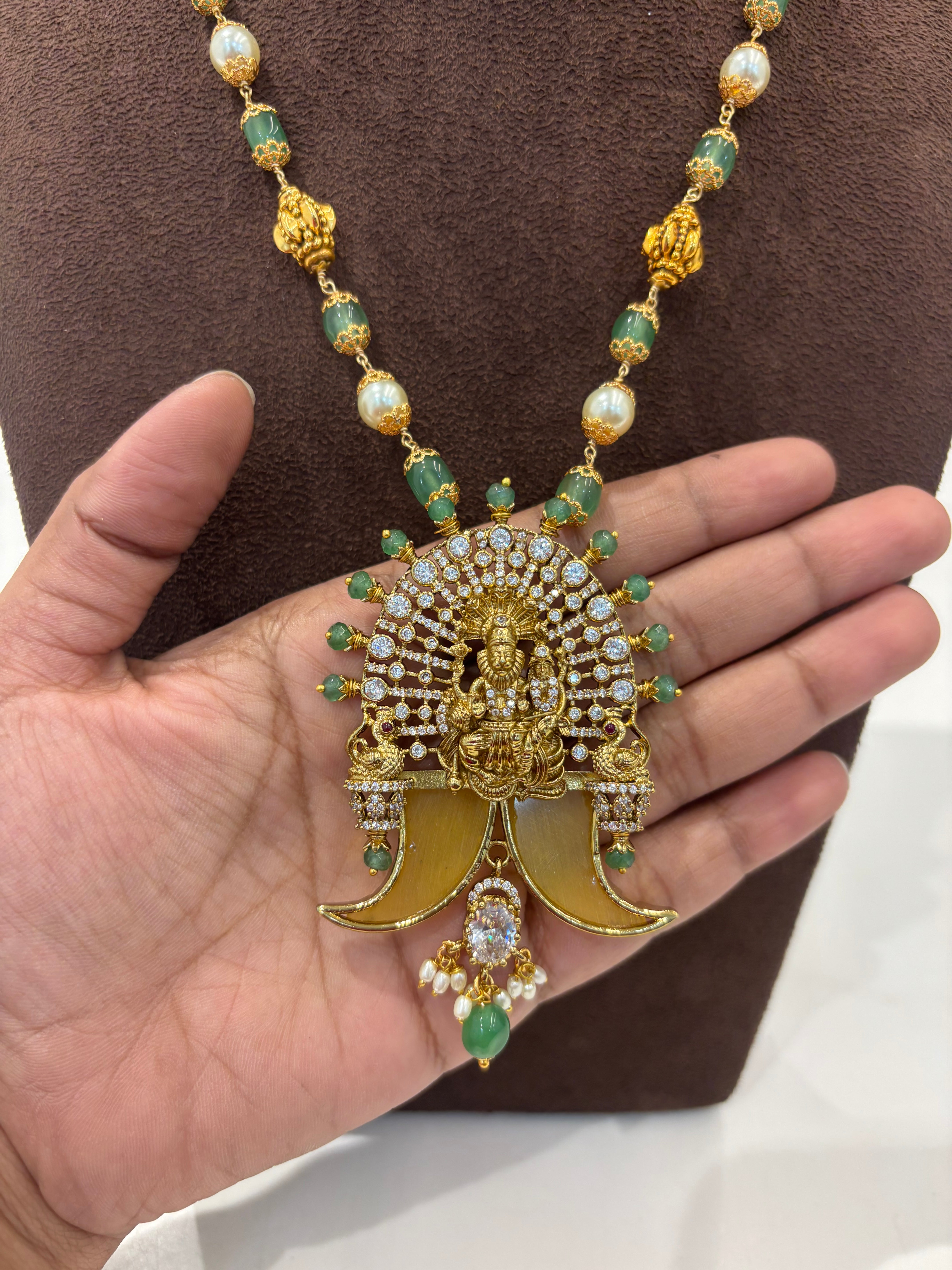 Beautiful Narasimha swamy Tiger nail with Hand made beads chain