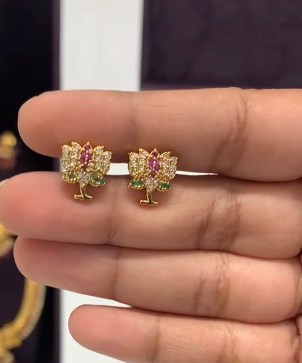 Beautiful multi lotus studs with screwback