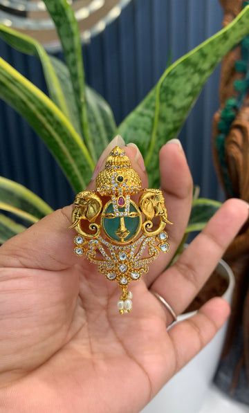 Beautiful lord Balaji pendent set with Back hook