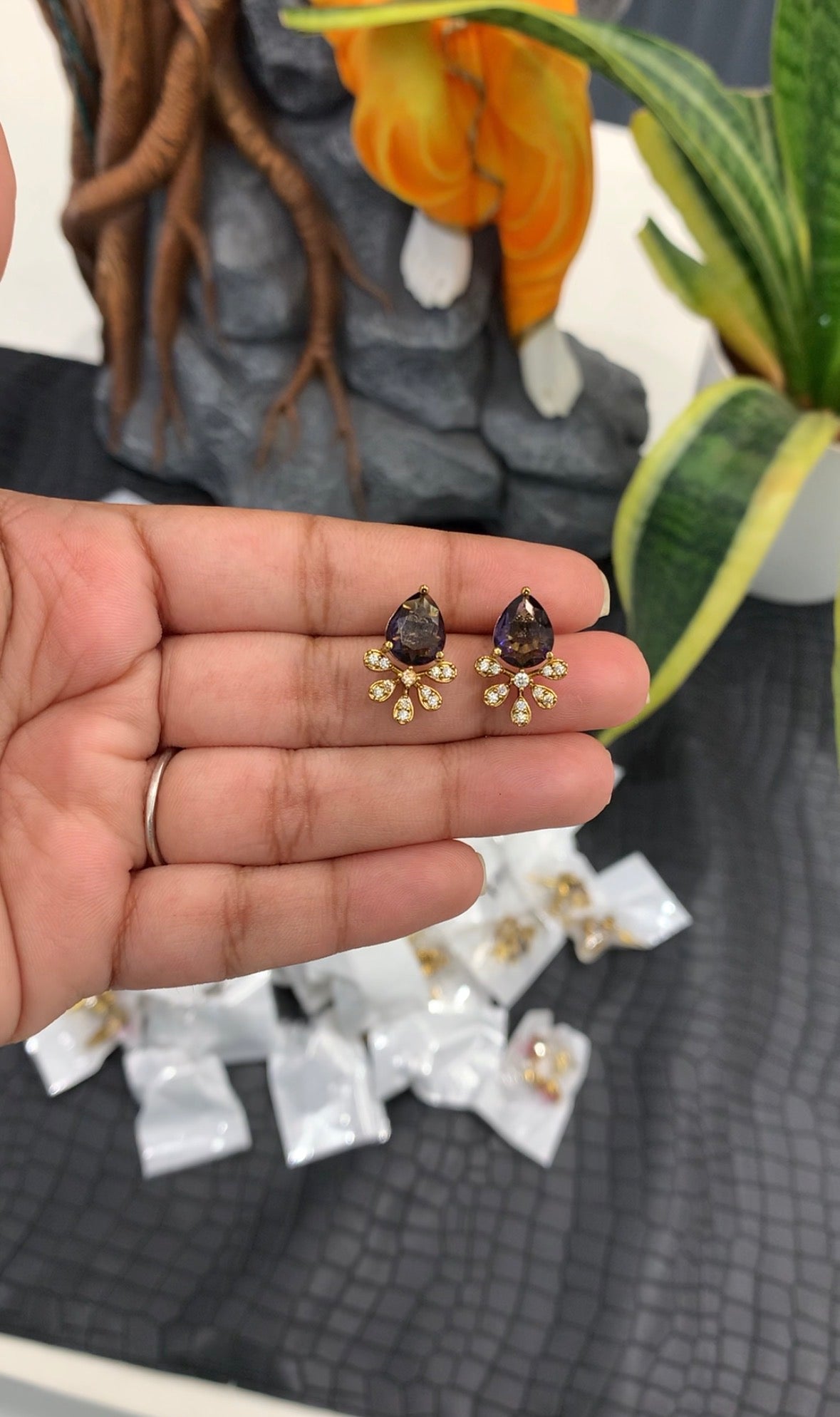 Beautiful purple stone studs