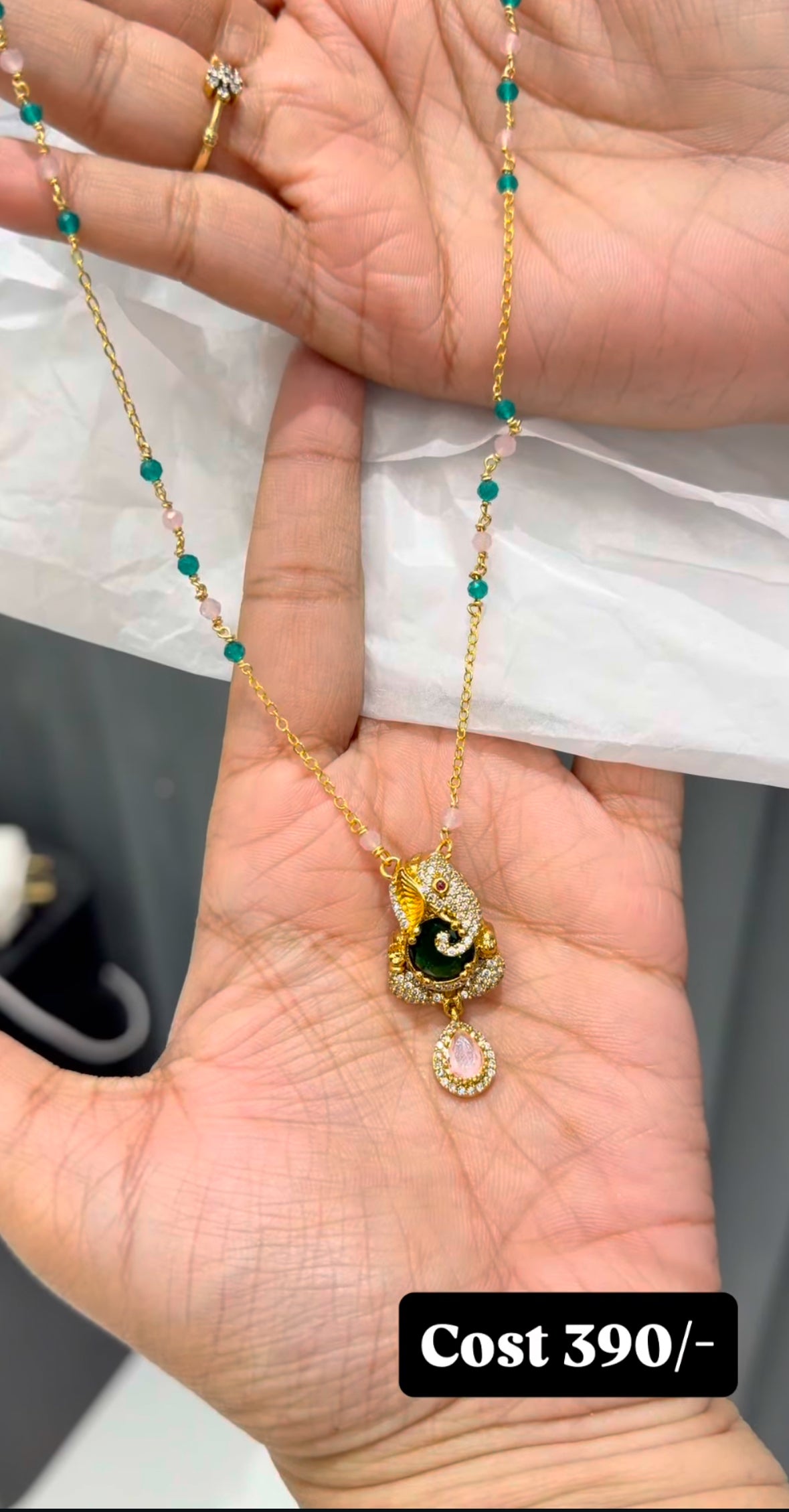 Beautiful cute ganesh pendant witj customised handmade  chain