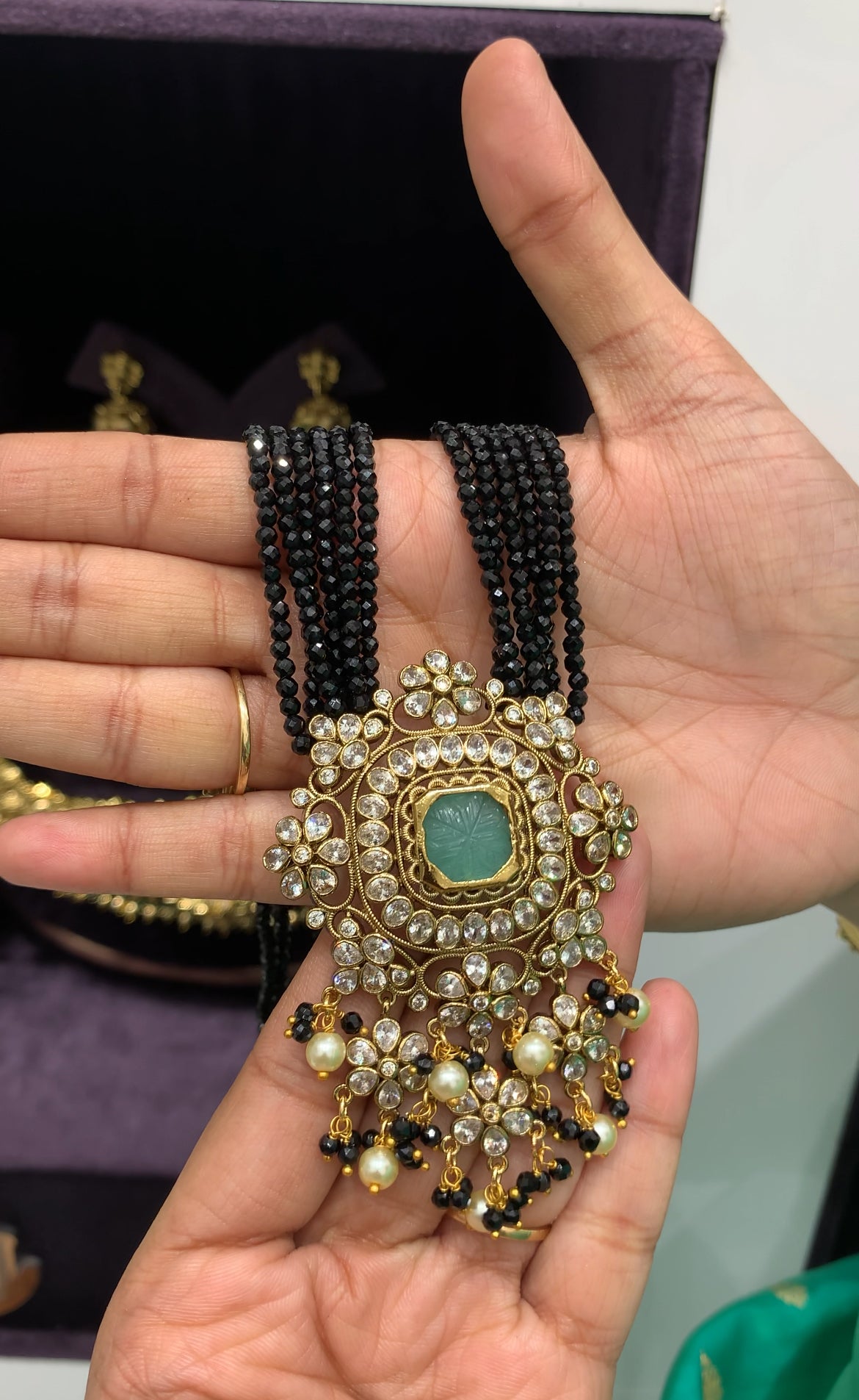 Beautiful pendent with black beads