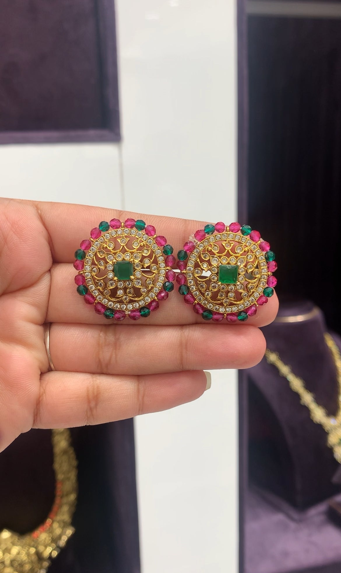 Beautiful green stone studs