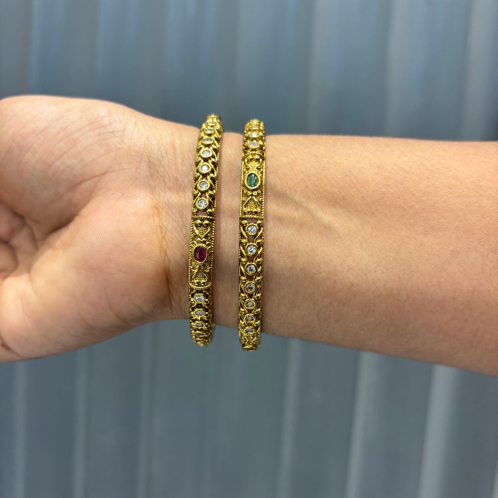 Nakshi Multi Stone Bangles (set of 2)