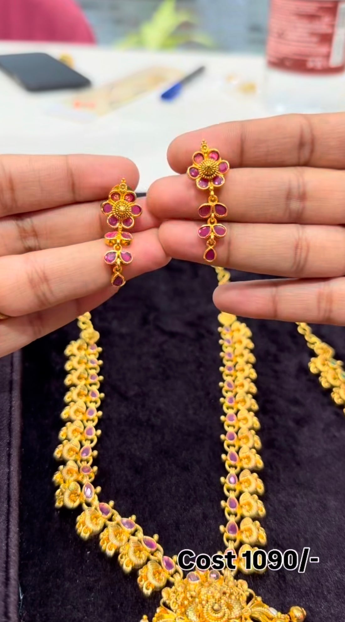 Because ruby stone necklace