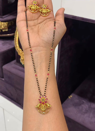 Beautiful Lakshmidevi Idol Pendent set With Customised Blackbeads