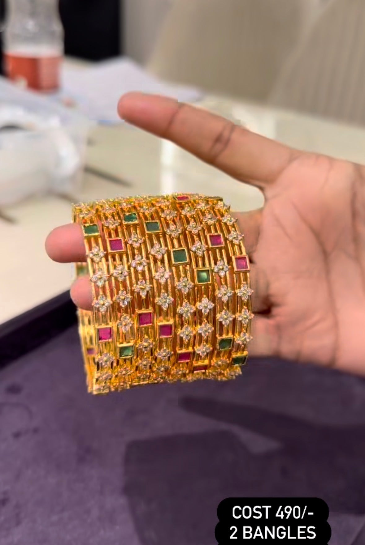 Beautiful multi stone bangles set of 2