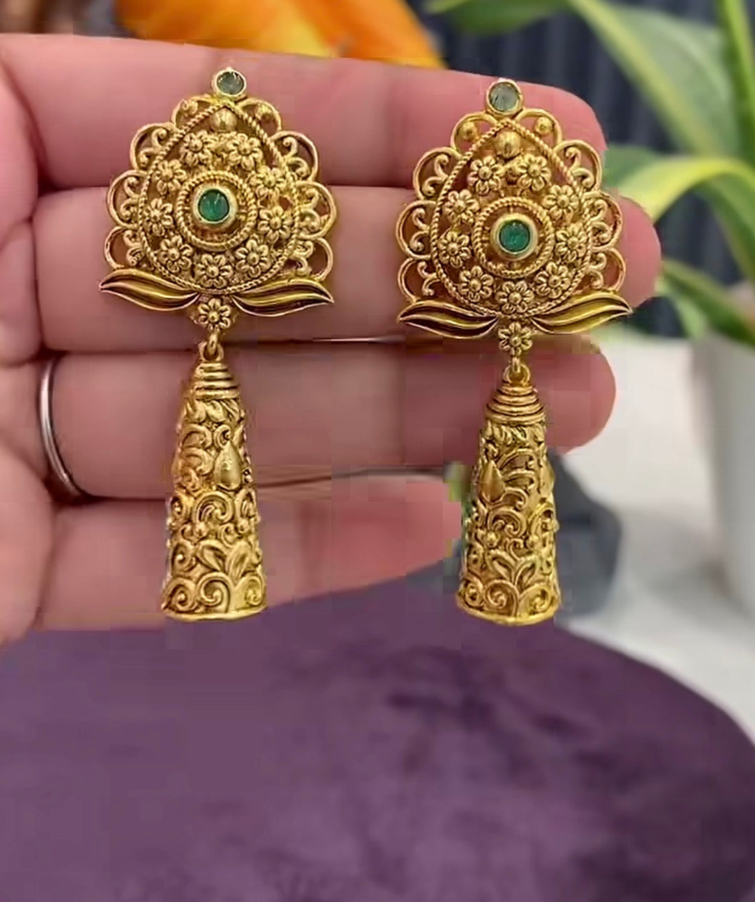 Beautiful Green stone Earrings