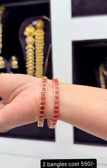 Beautiful ruby stone bangles set of 2