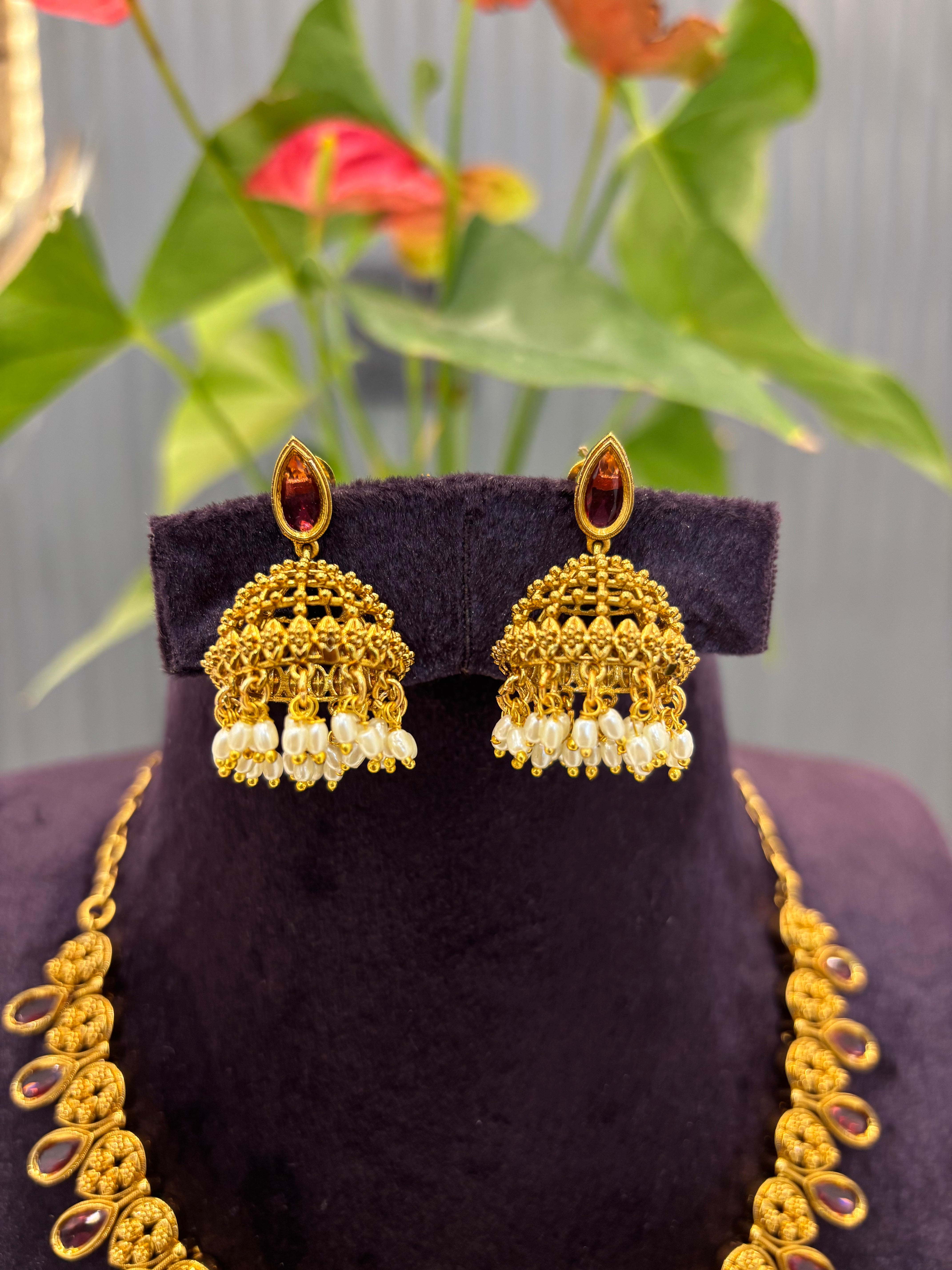 Beautiful Nakshi Ruby stone necklace