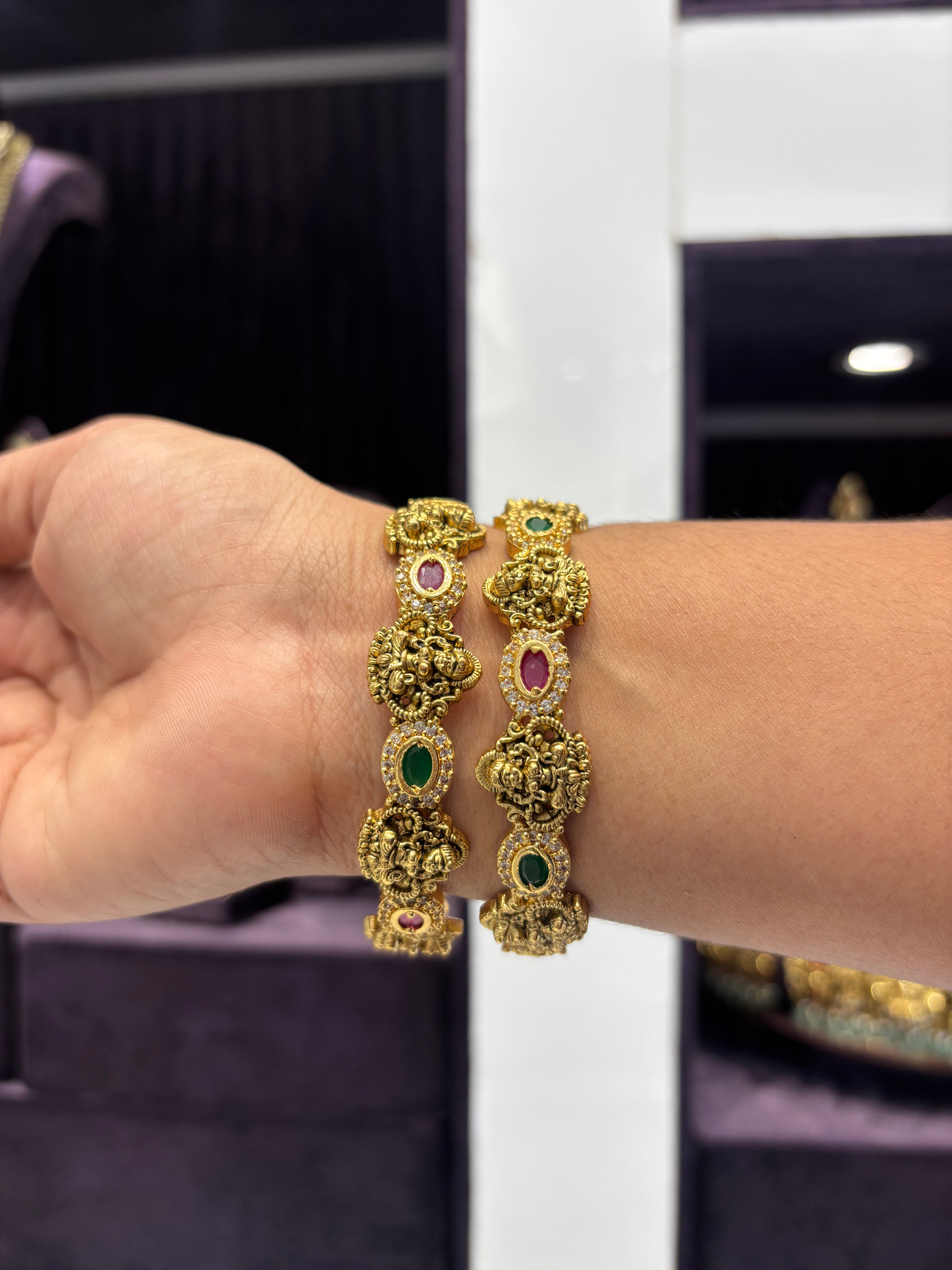 Beautiful Multi stone Nakshi Bnagles