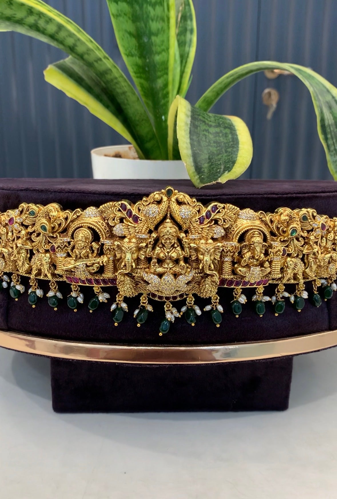 Beautiful customised 3D vaddanam with green beads