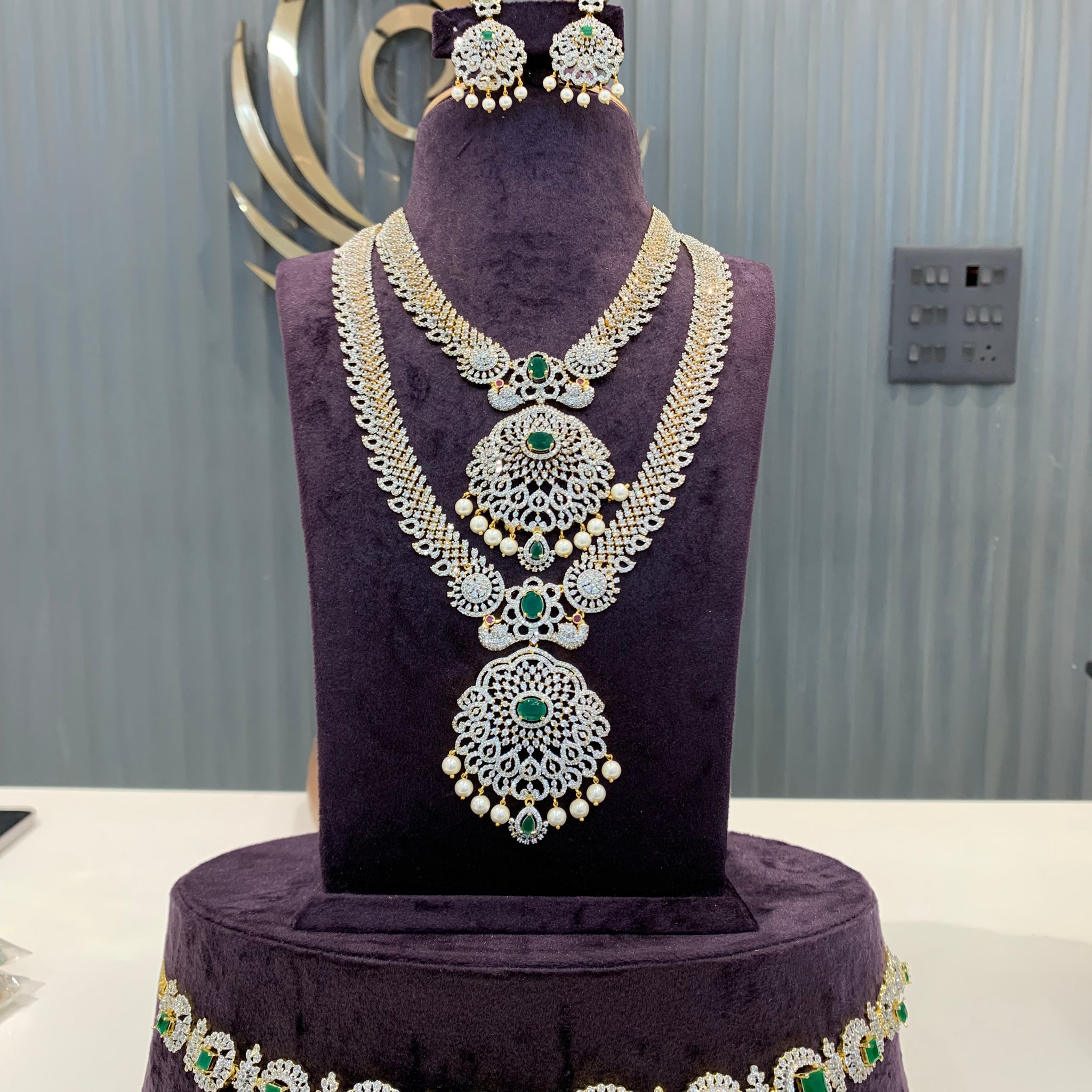 Beautiful GJ combo set for brides with chain vaddanam (for best price ever)