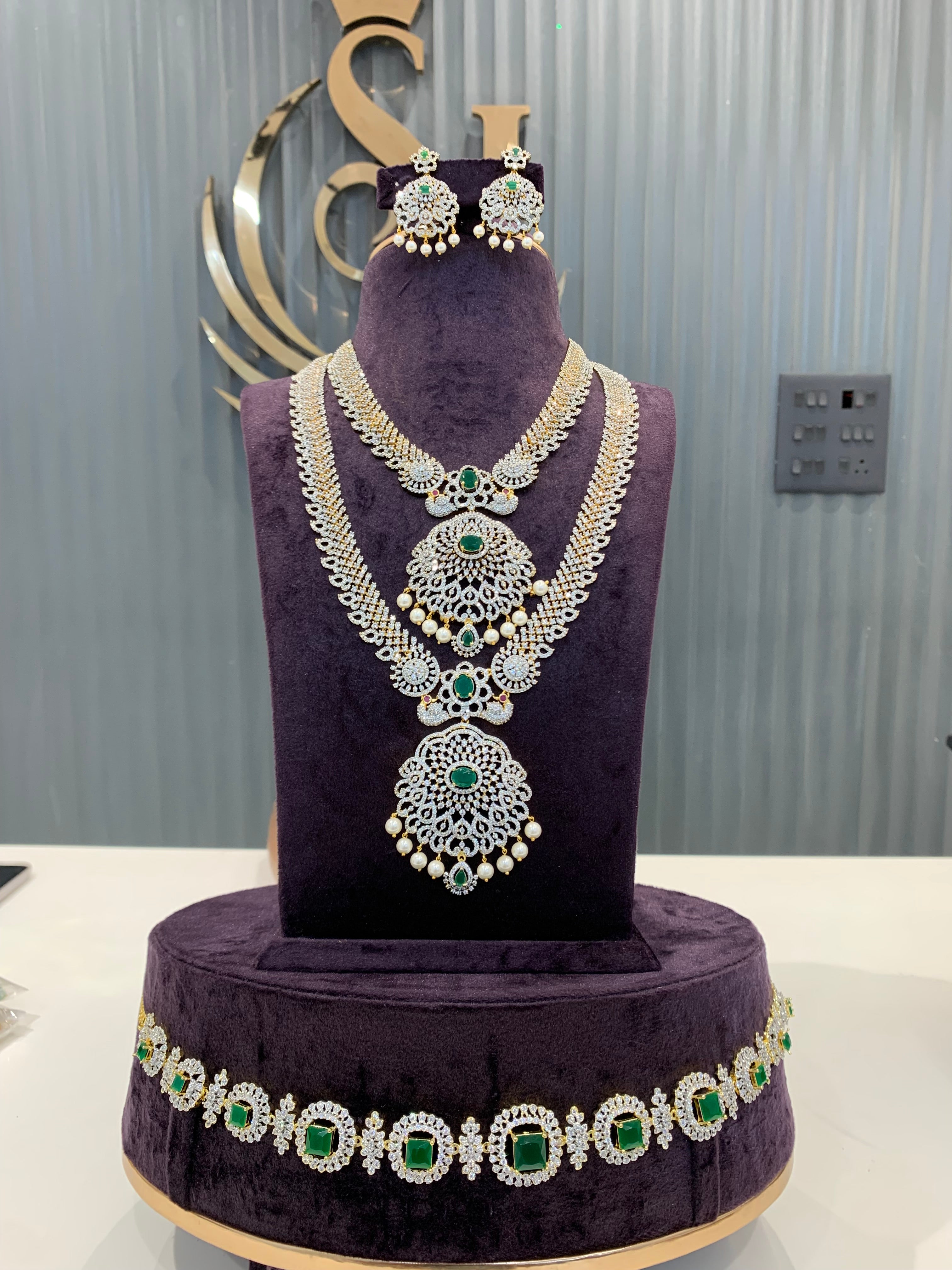 Beautiful GJ combo set for brides with chain vaddanam (for best price ever)