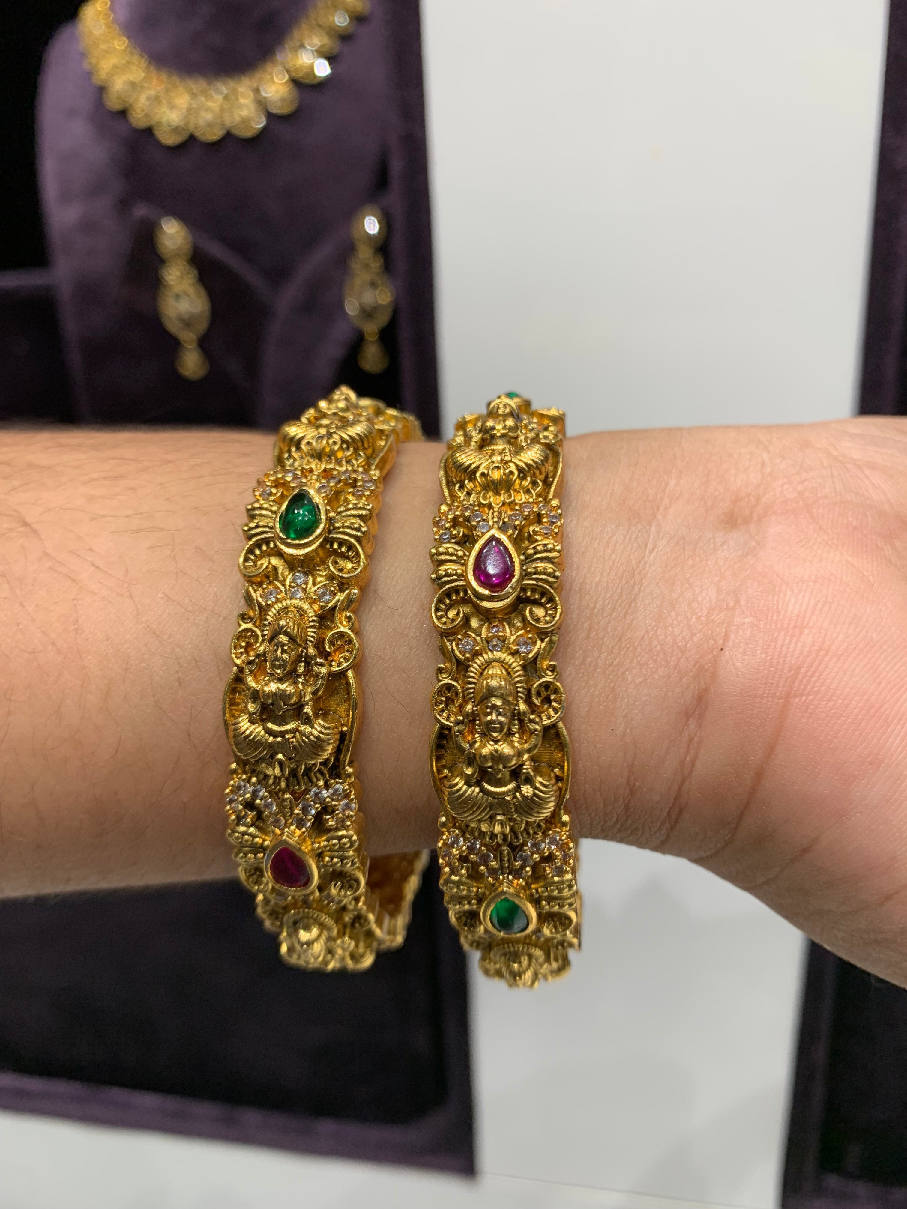 Beautiful nakshi multi stone bangles set of 2