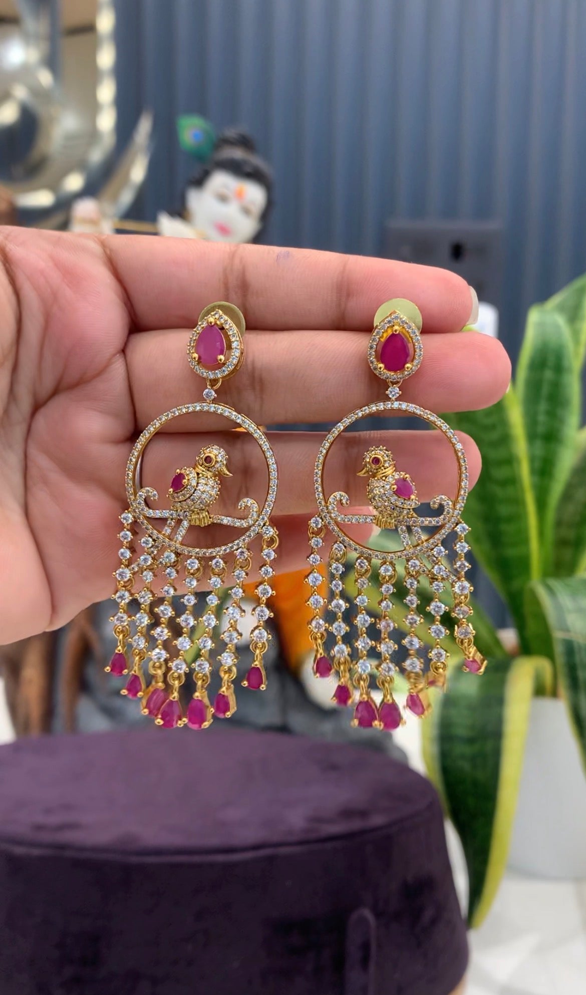 Beautiful ruby stone earrings