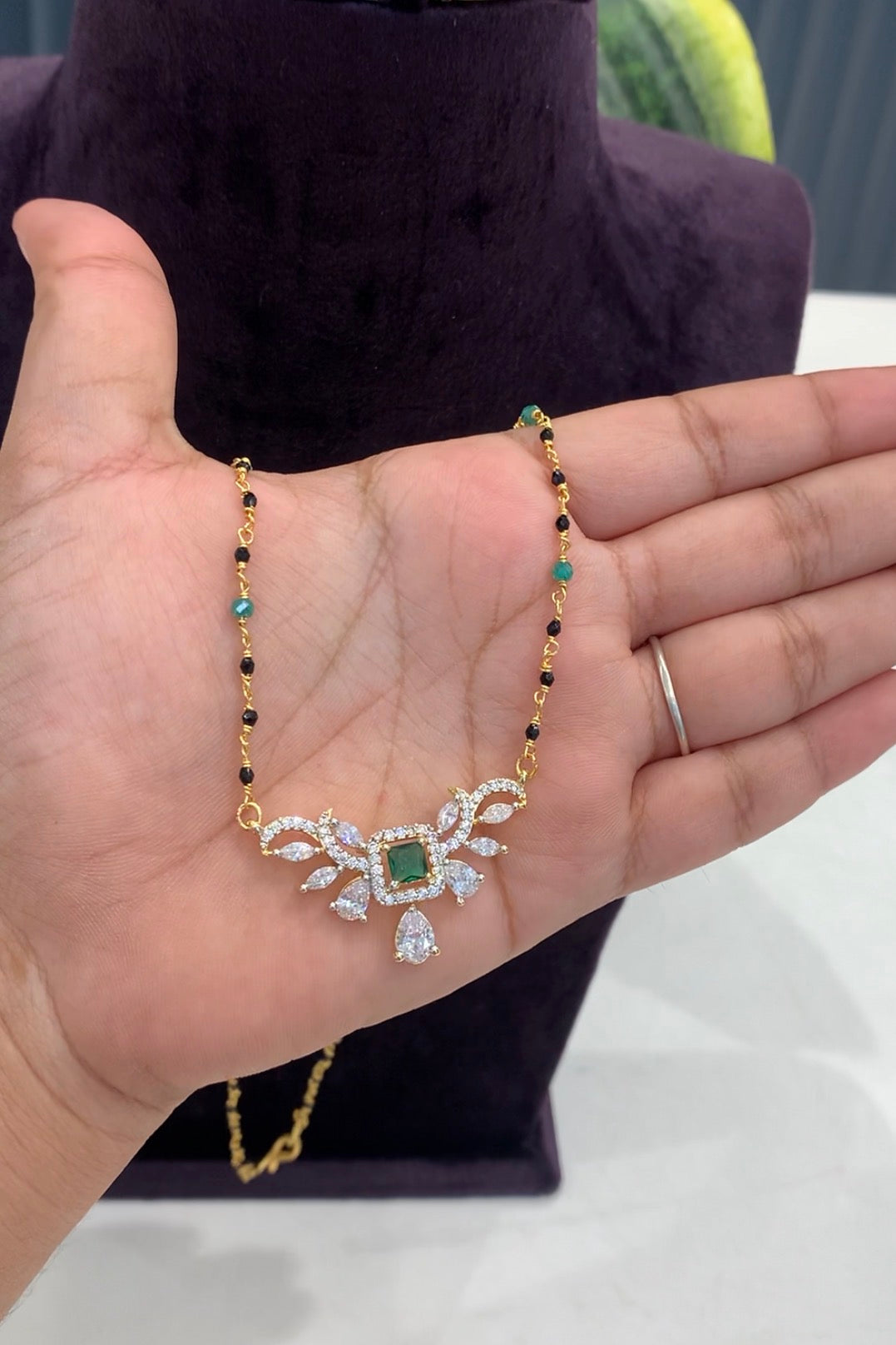 Beautiful Locket with Stylish blackbeads (18inches)