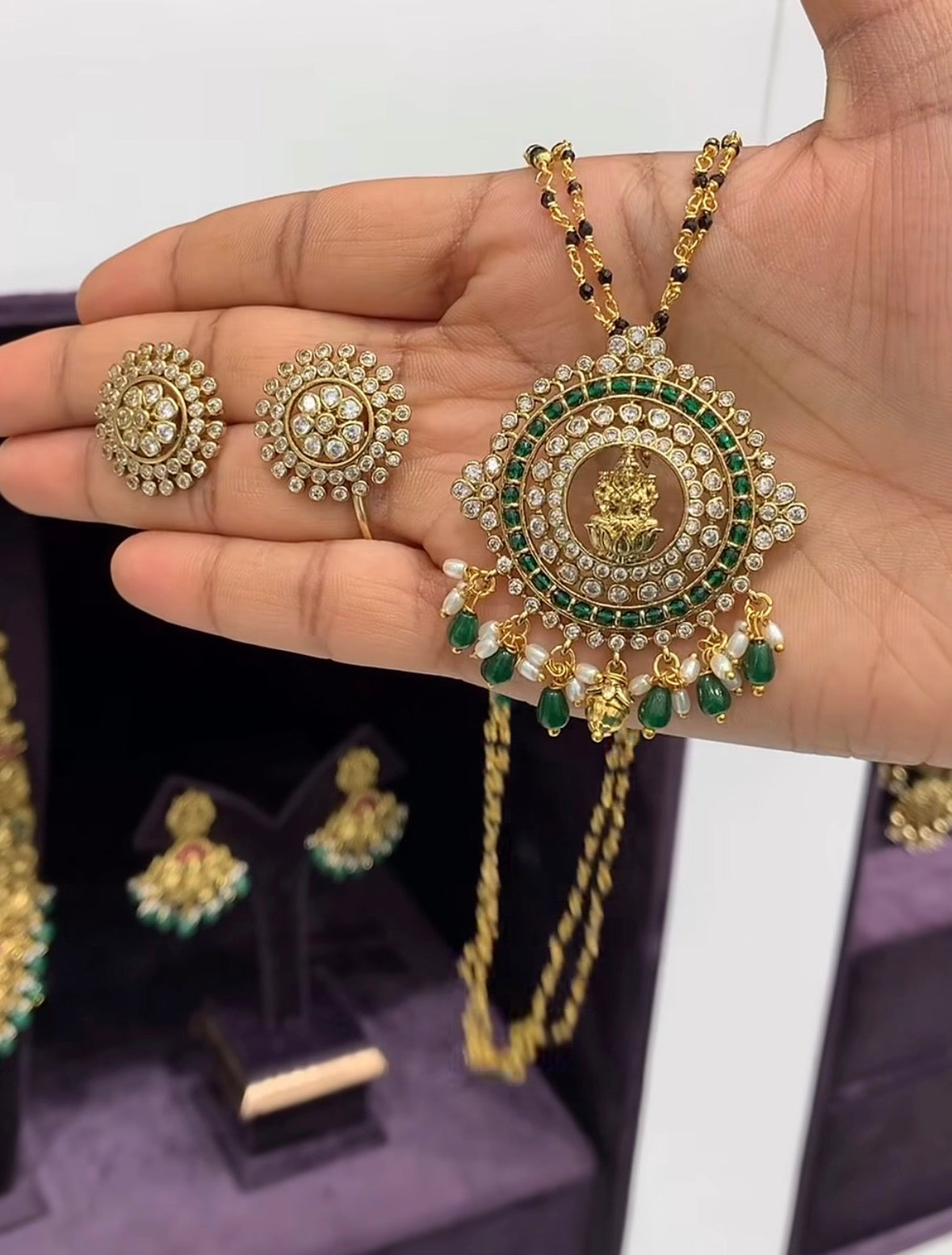 Beautiful Lakshmidevi Locket with stylish chain (18 inches)