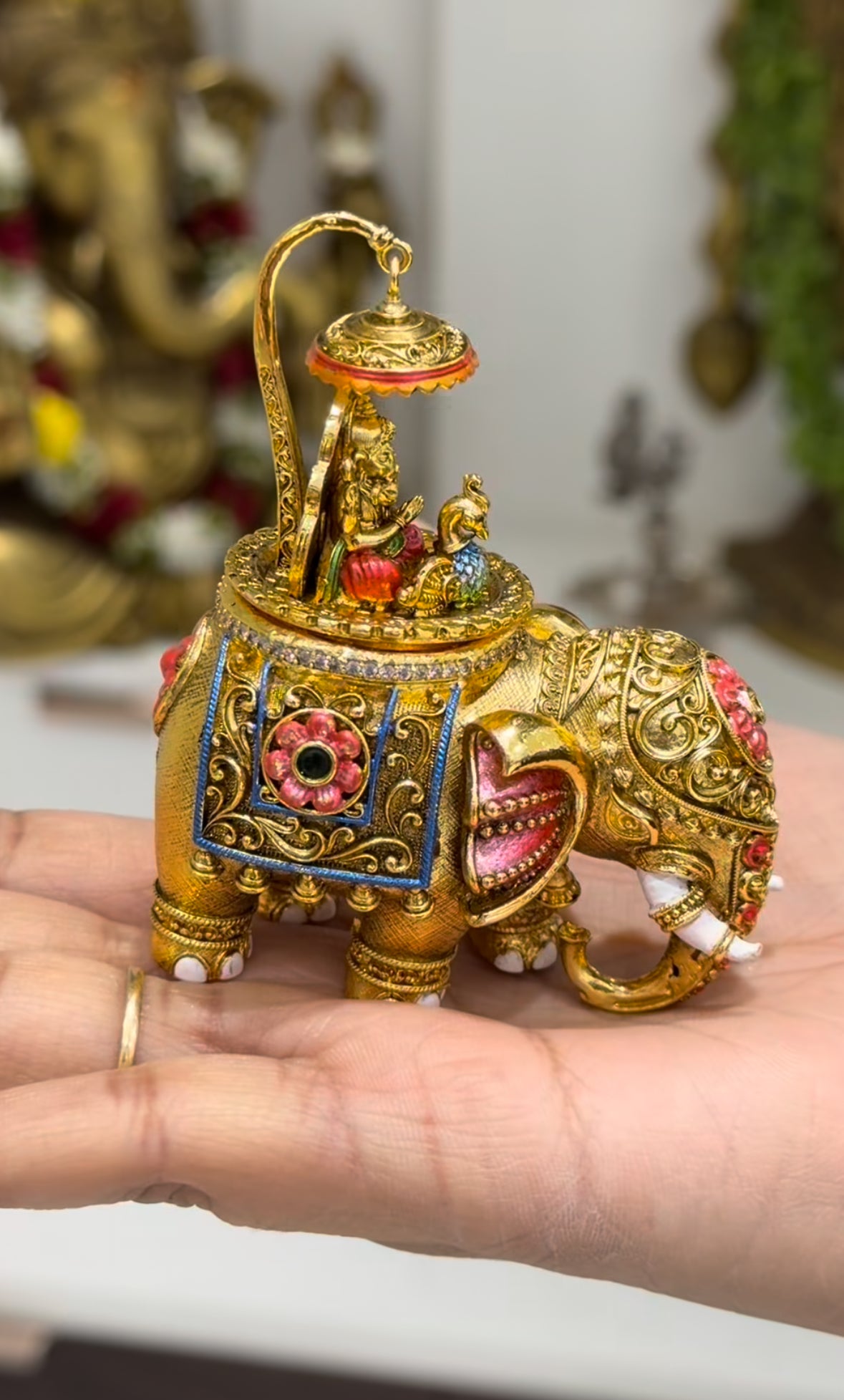 Beautiful Ganesha kumkum barini with meenakari work