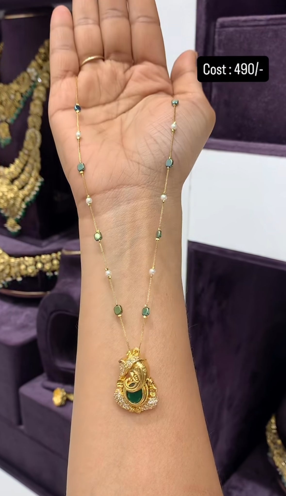 Beautiful ganesh pendant chain with fancy chain