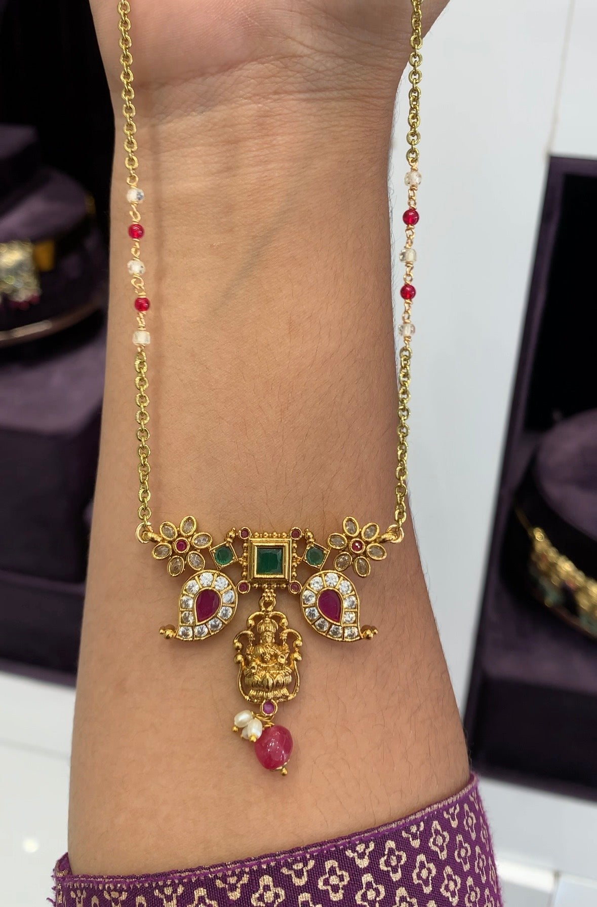 Beautiful lakshmi Nakshi Locket set with chain