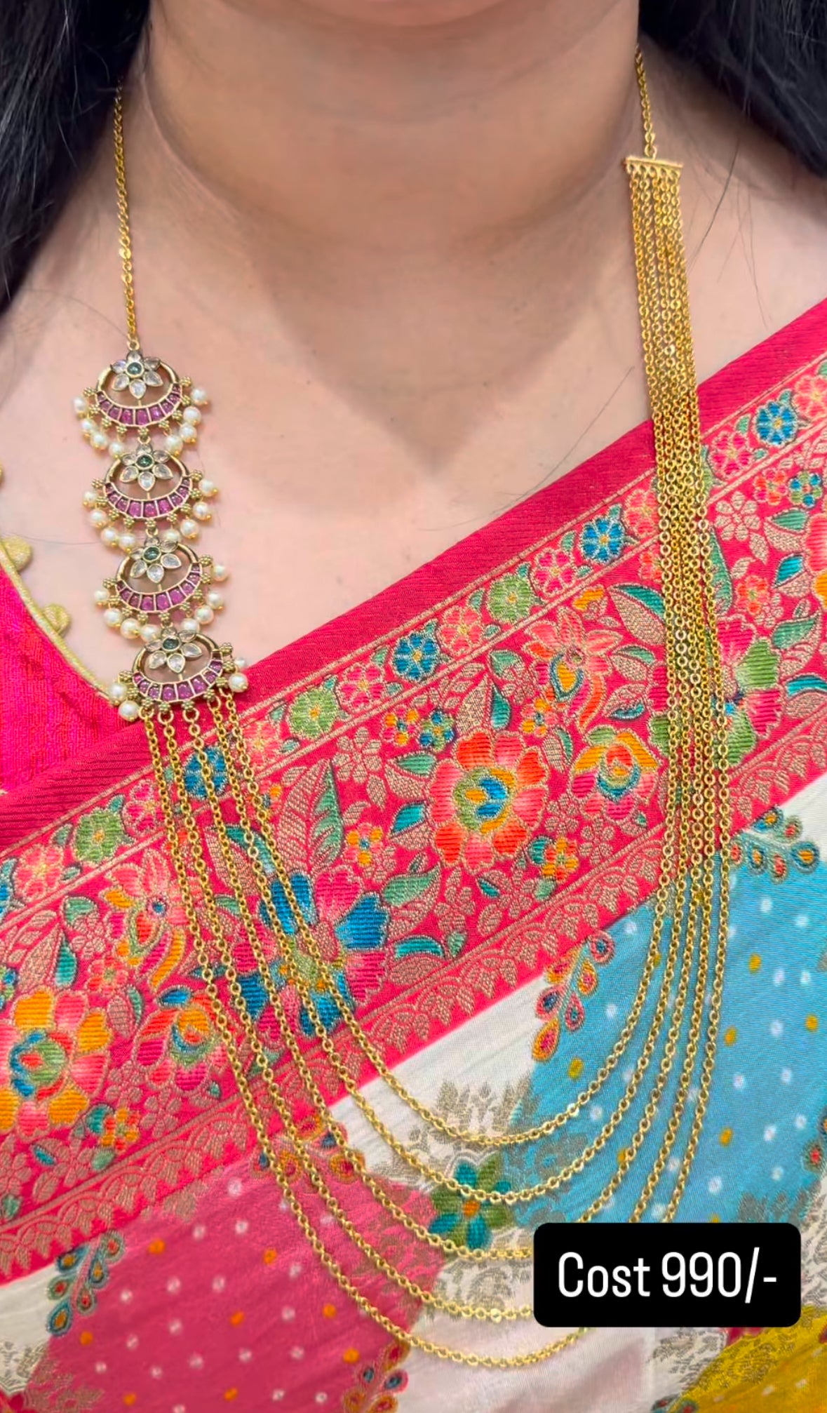 Beautiful customised chandraharam 24 inchs with side locket