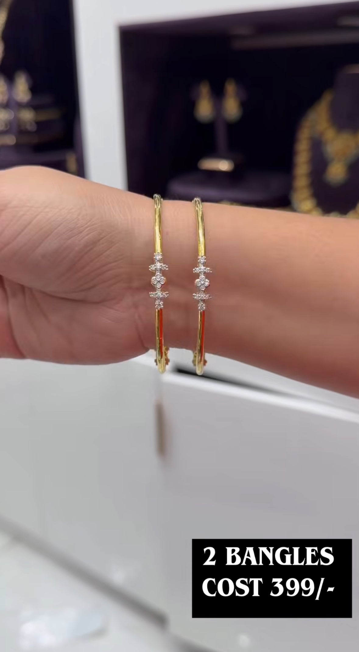 Beautiful diamond replica bangles set of 2