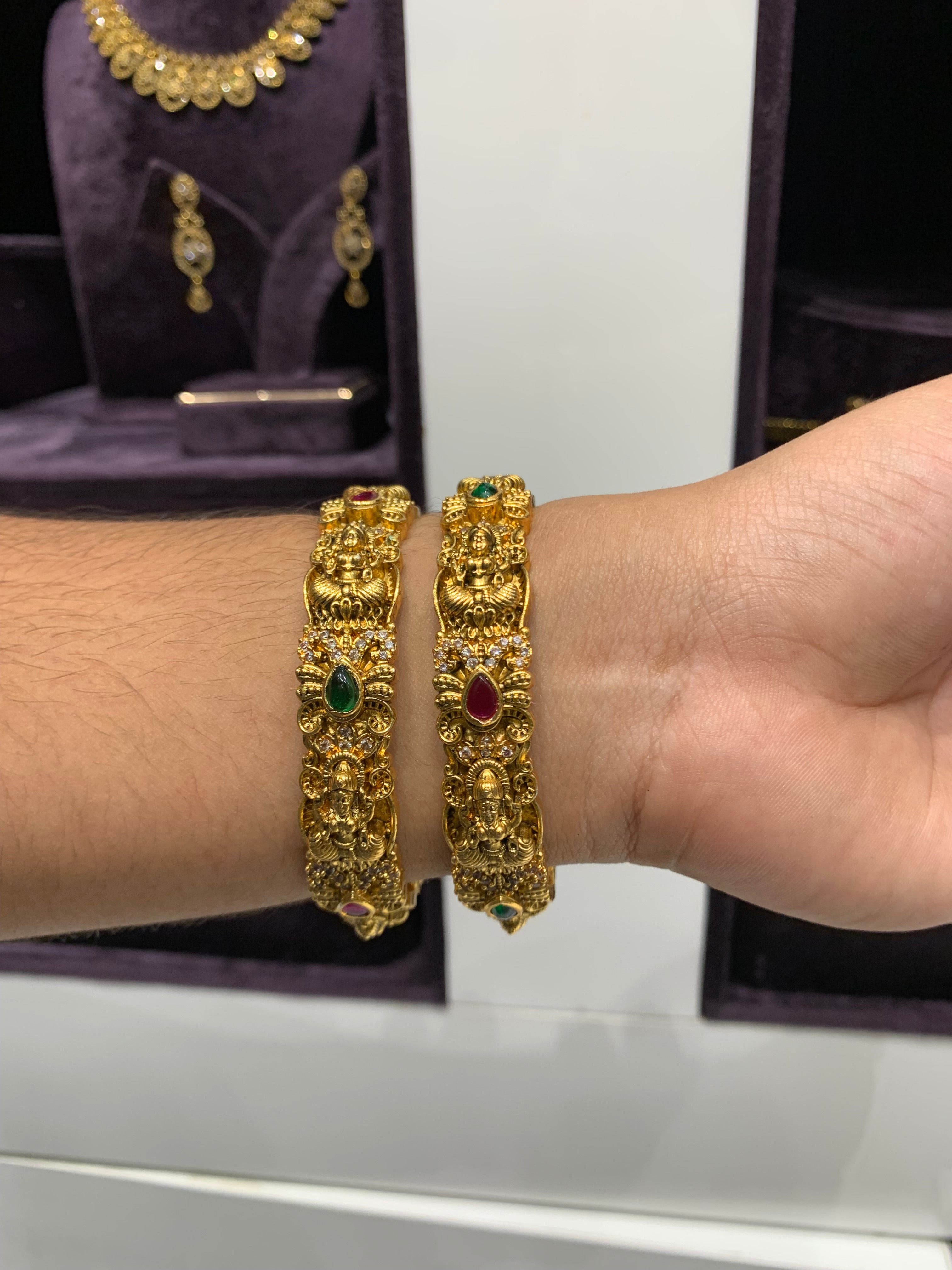 Beautiful nakshi multi stone bangles set of 2