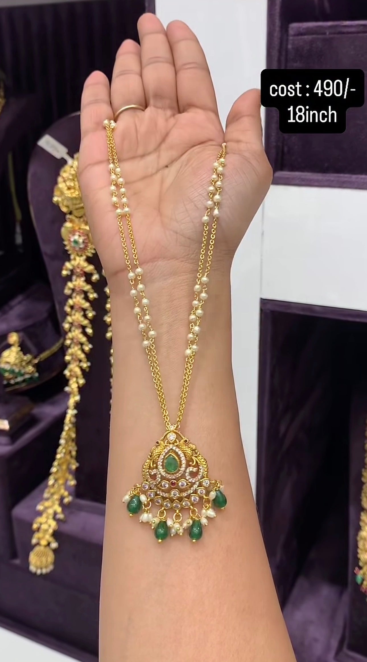 Beautiful pendant with chandraharam chain