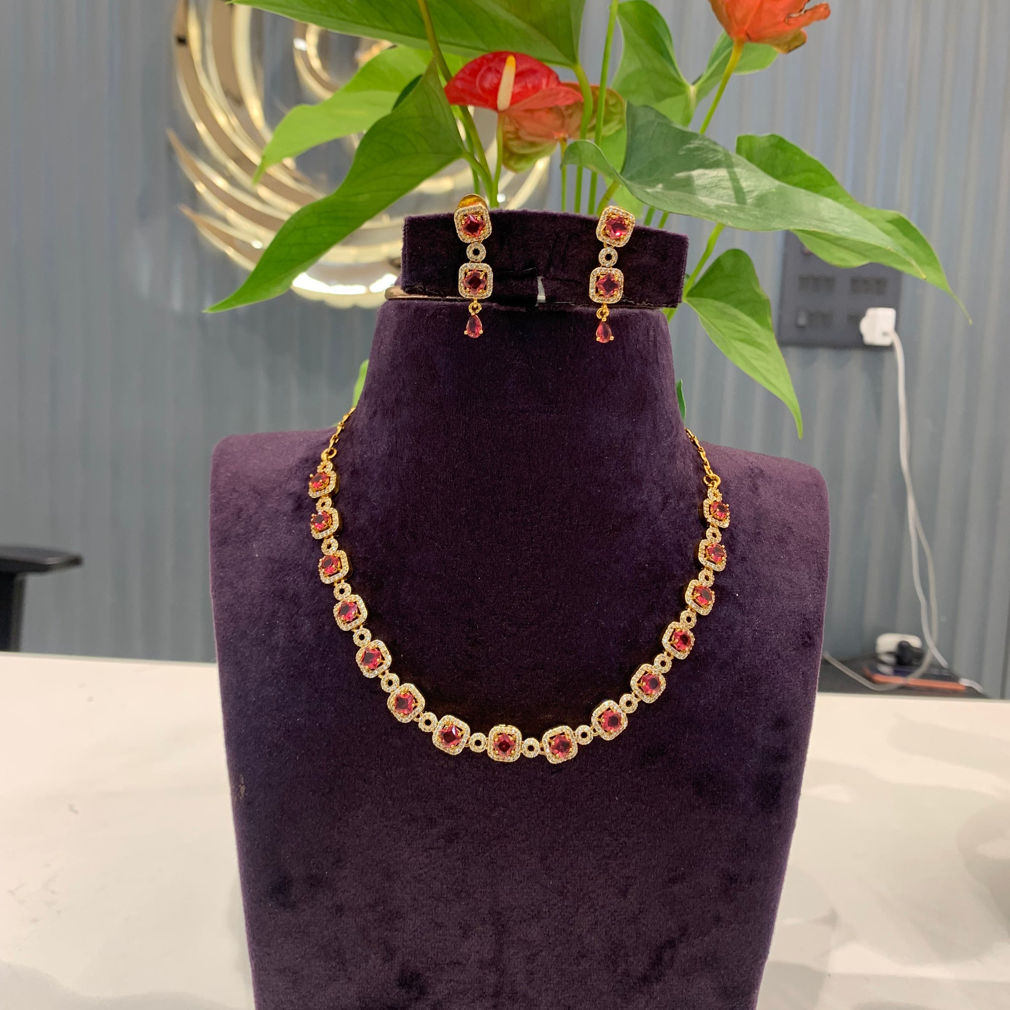 Beautiful simple red stone necklace