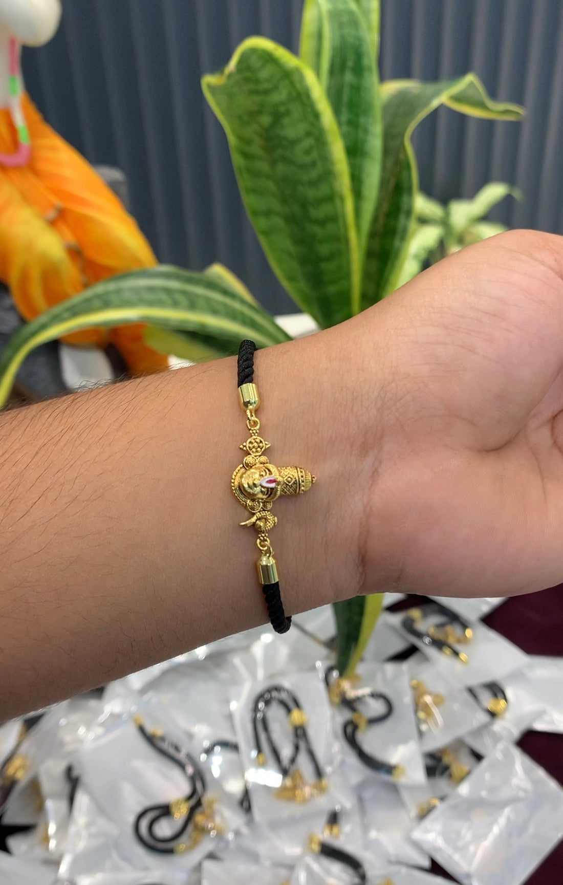 Beautiful balaji bracelet with black adjustable thread