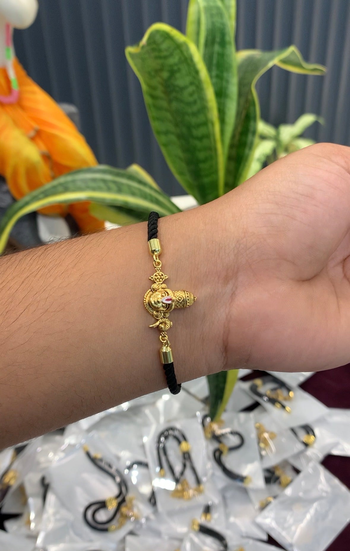 Beautiful balaji bracelet with black adjustable thread